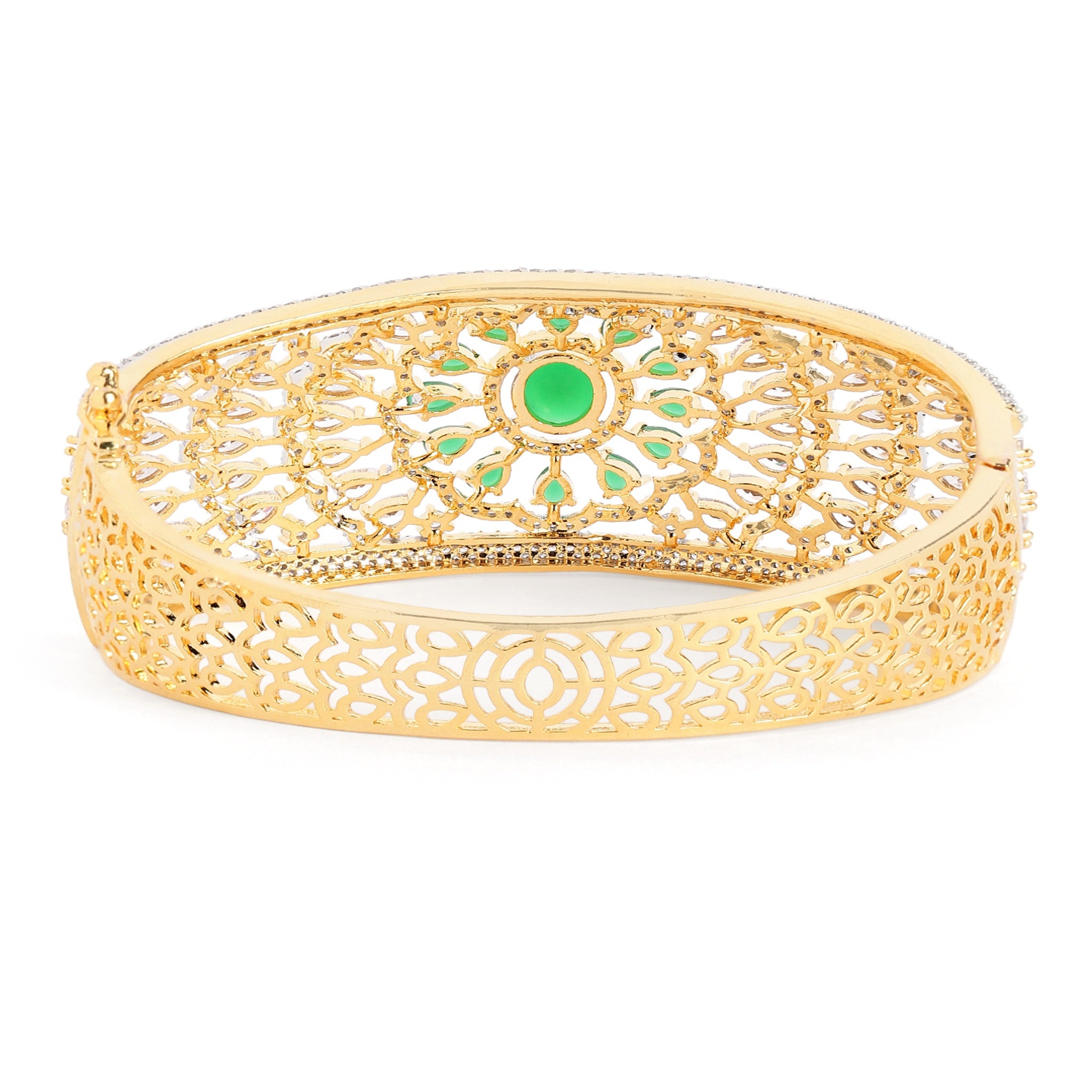 Women Cubic Zirconia Gold-Plated Kada Bracelet
