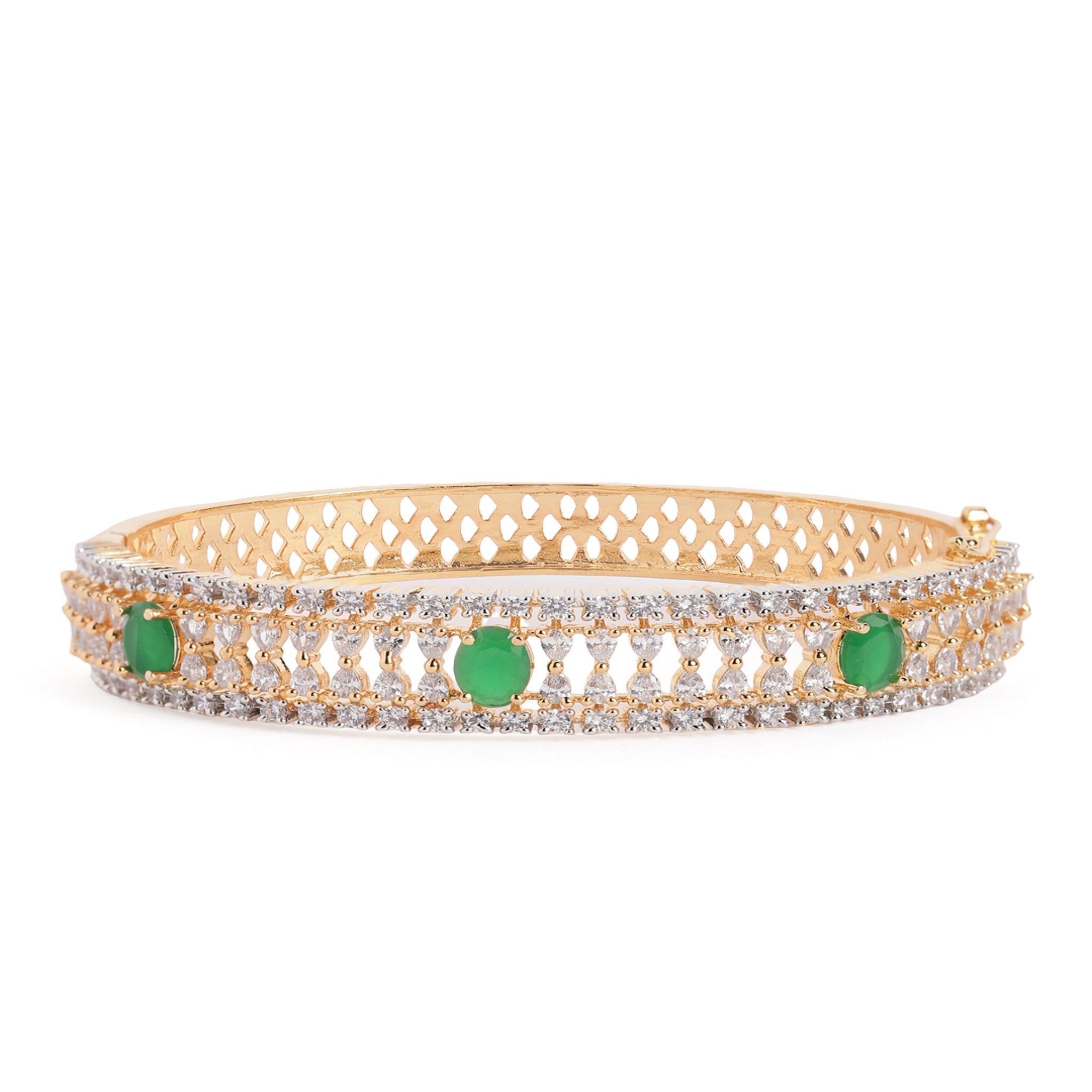 Women Cubic Zirconia Gold-Plated Kada Bracelet
