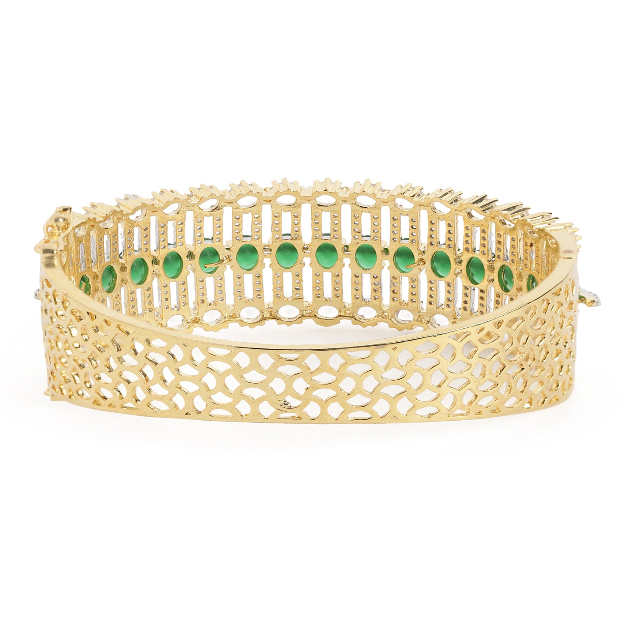 Women Cubic Zirconia Gold-Plated Kada Bracelet