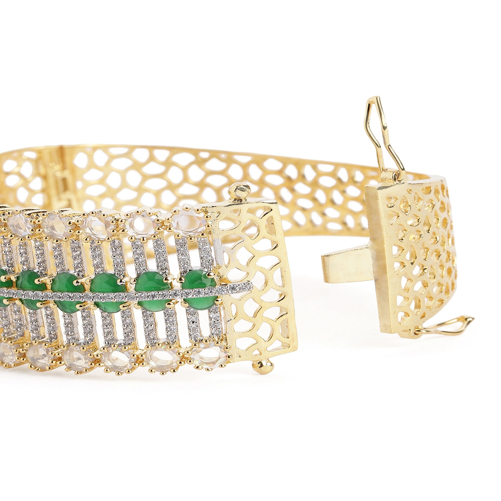 Women Cubic Zirconia Gold-Plated Kada Bracelet