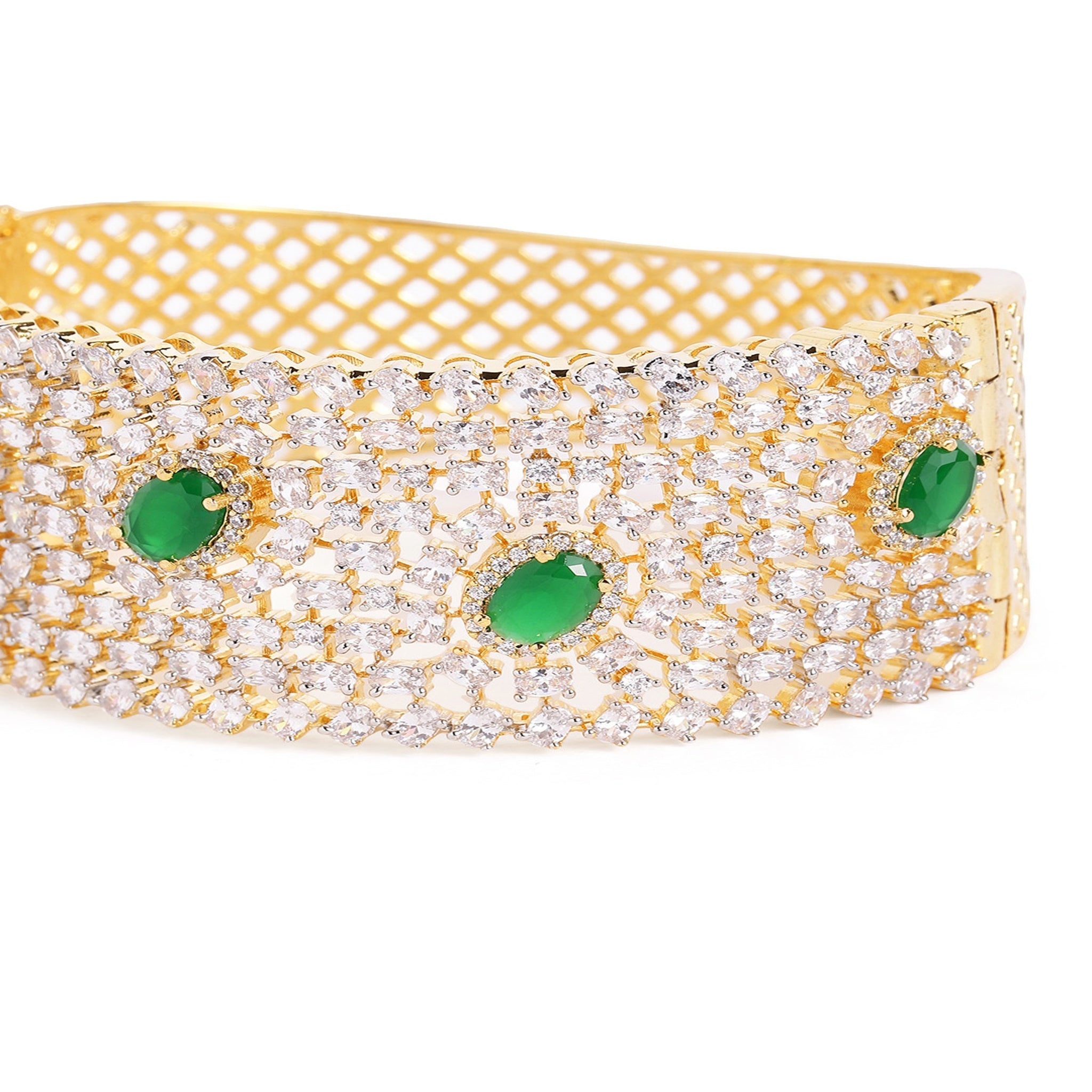 Women Cubic Zirconia Gold-Plated Kada Bracelet