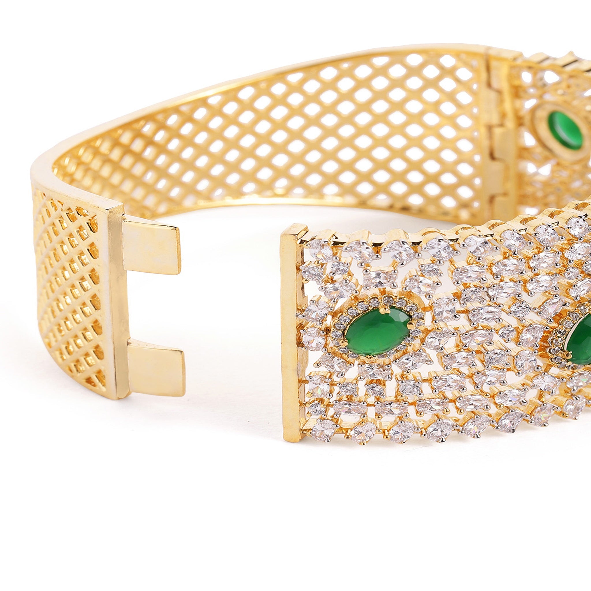 Women Cubic Zirconia Gold-Plated Kada Bracelet