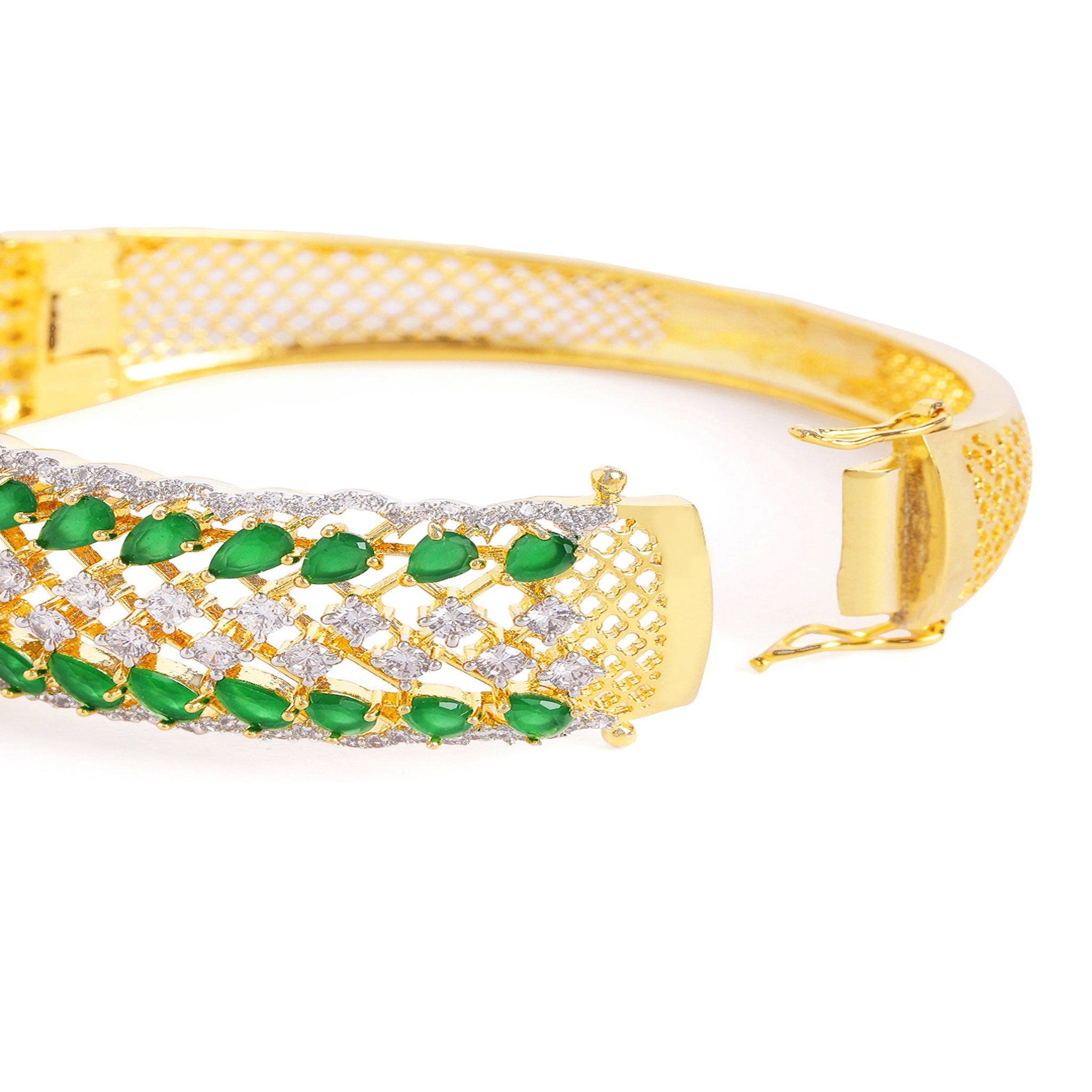 Women Cubic Zirconia Gold-Plated Kada Bracelet