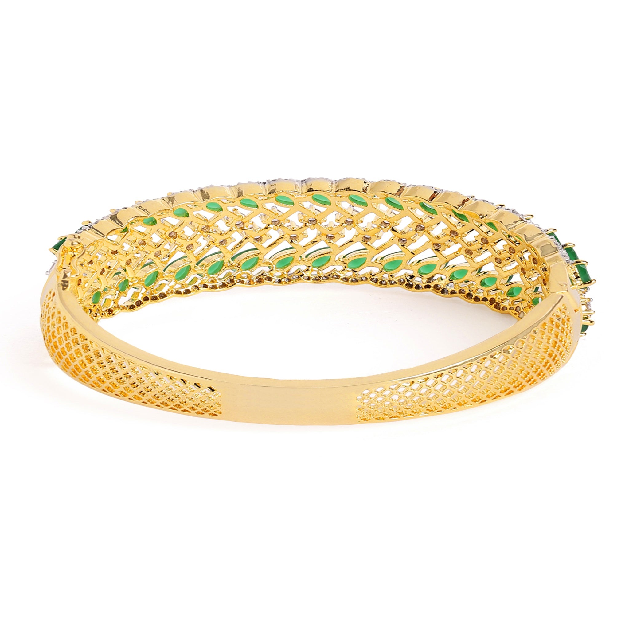 Women Cubic Zirconia Gold-Plated Kada Bracelet