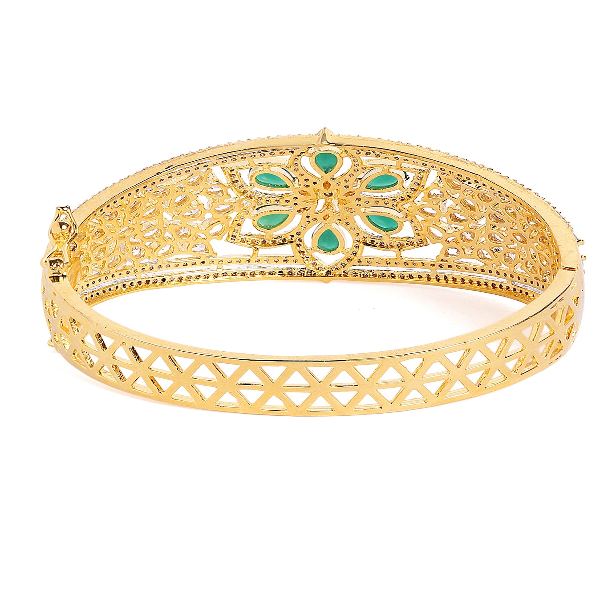 Women Cubic Zirconia Gold-Plated Kada Bracelet