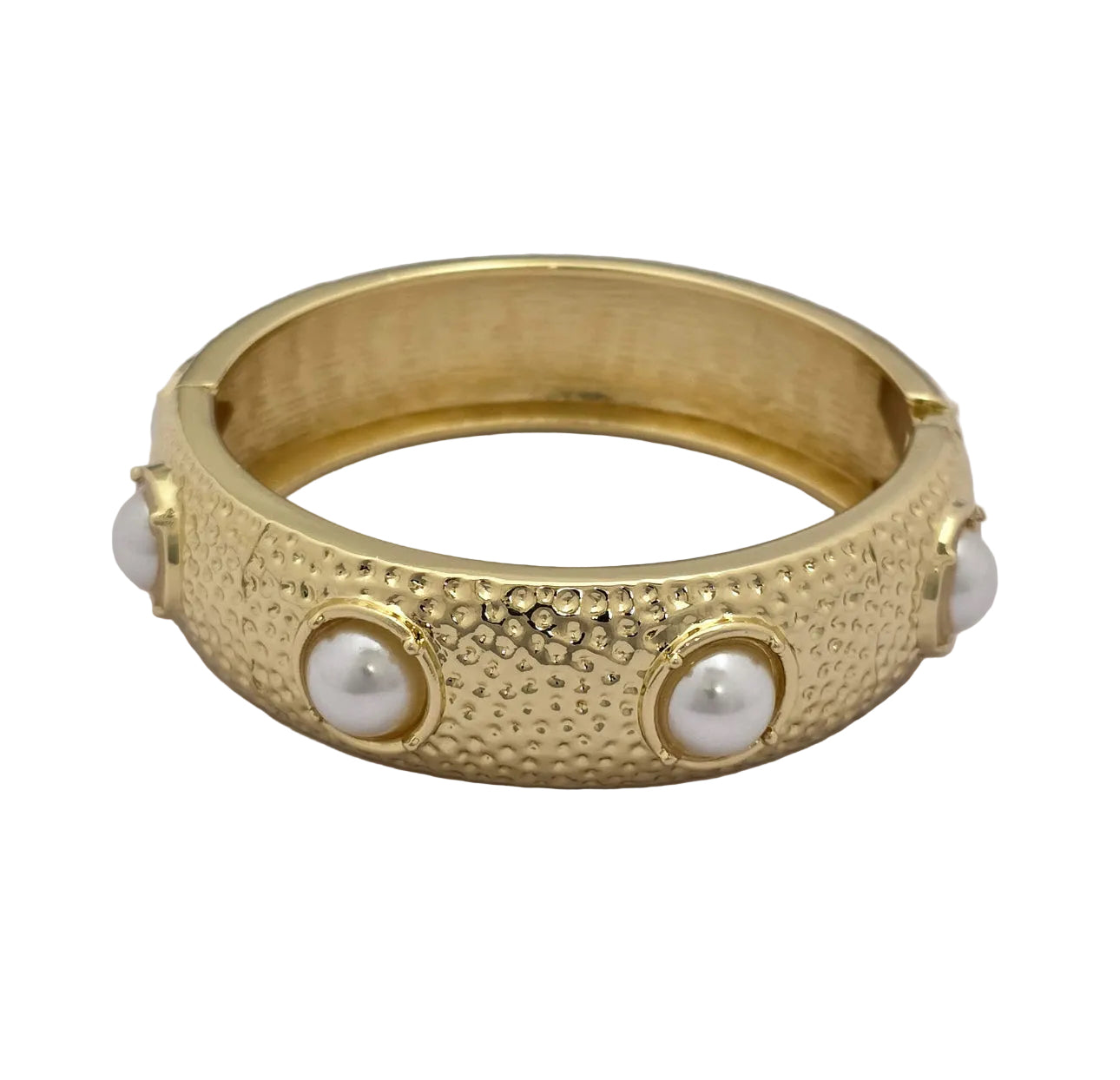 Gold-Plated Anti-Tarnish Pearl Kada Bangle