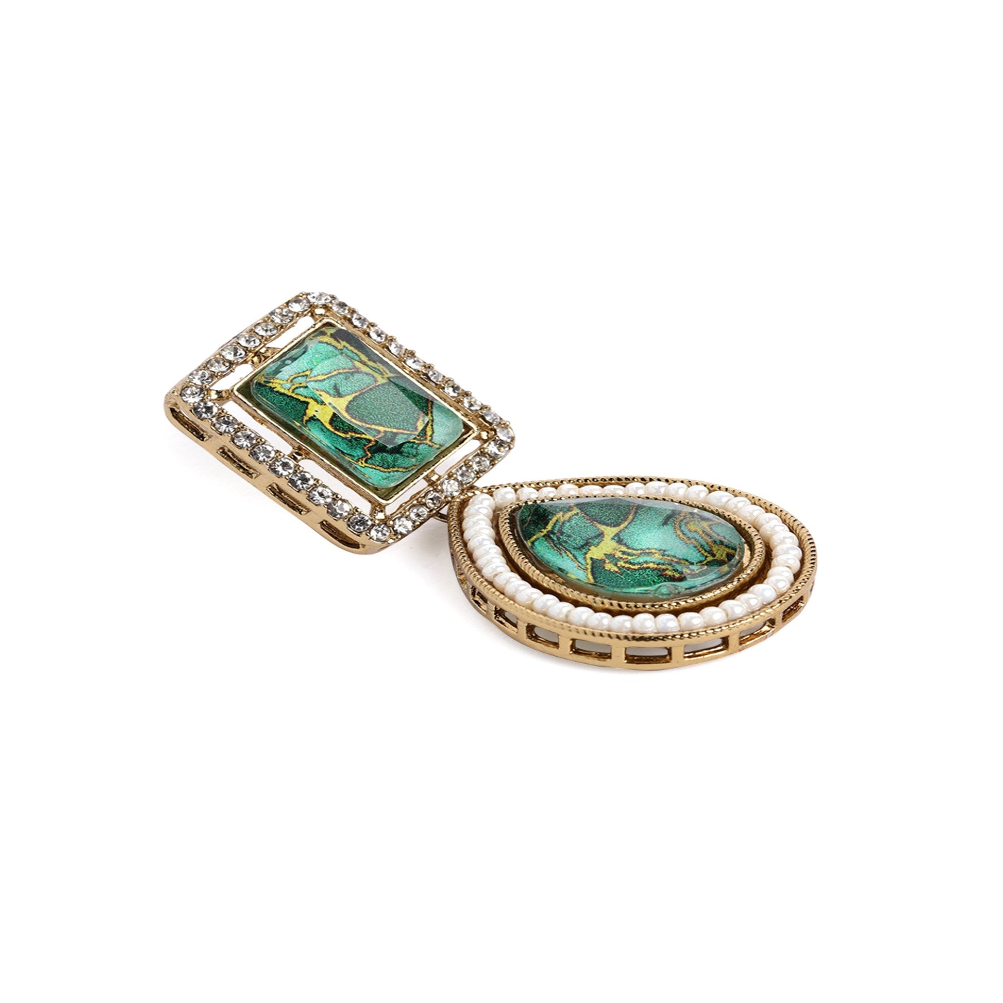 Green Necklace Set With Antique Finish