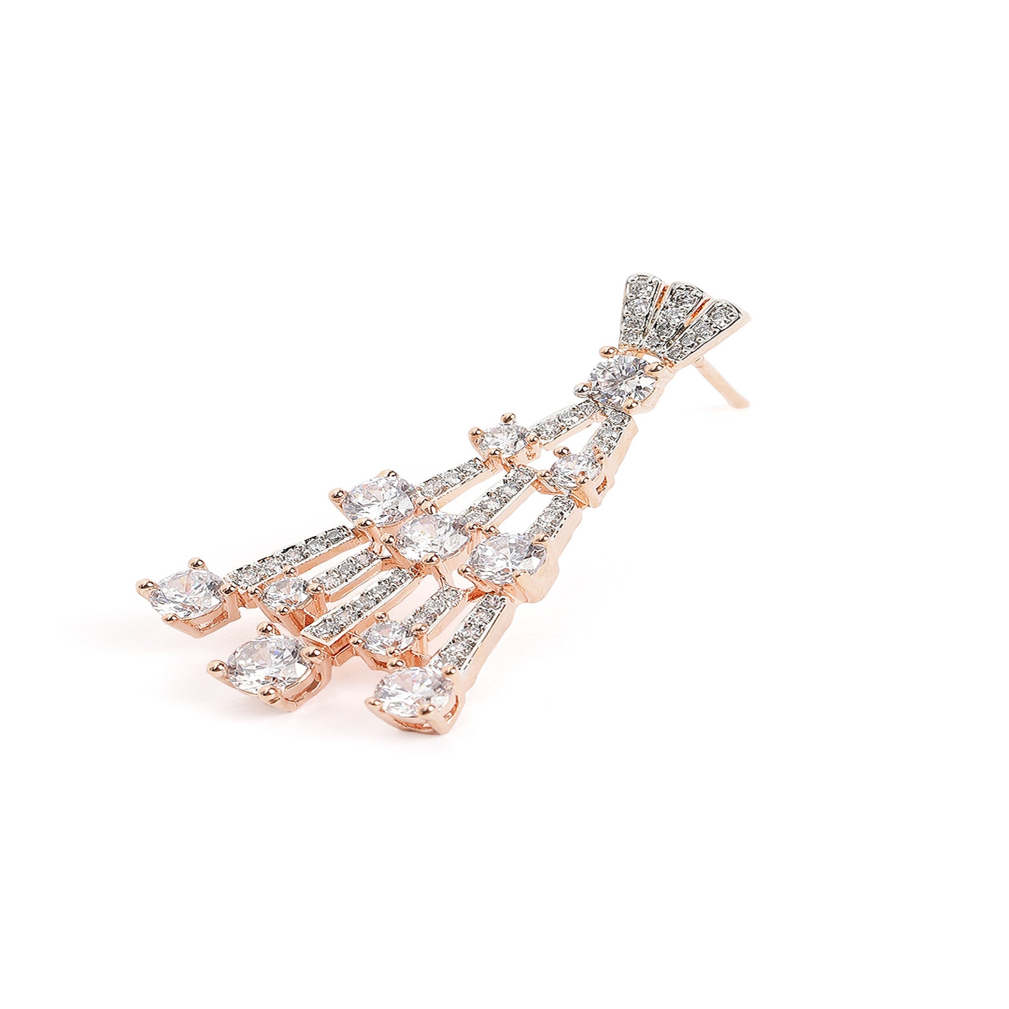 Rose Gold Plated White AD-Studded Jewellery Set