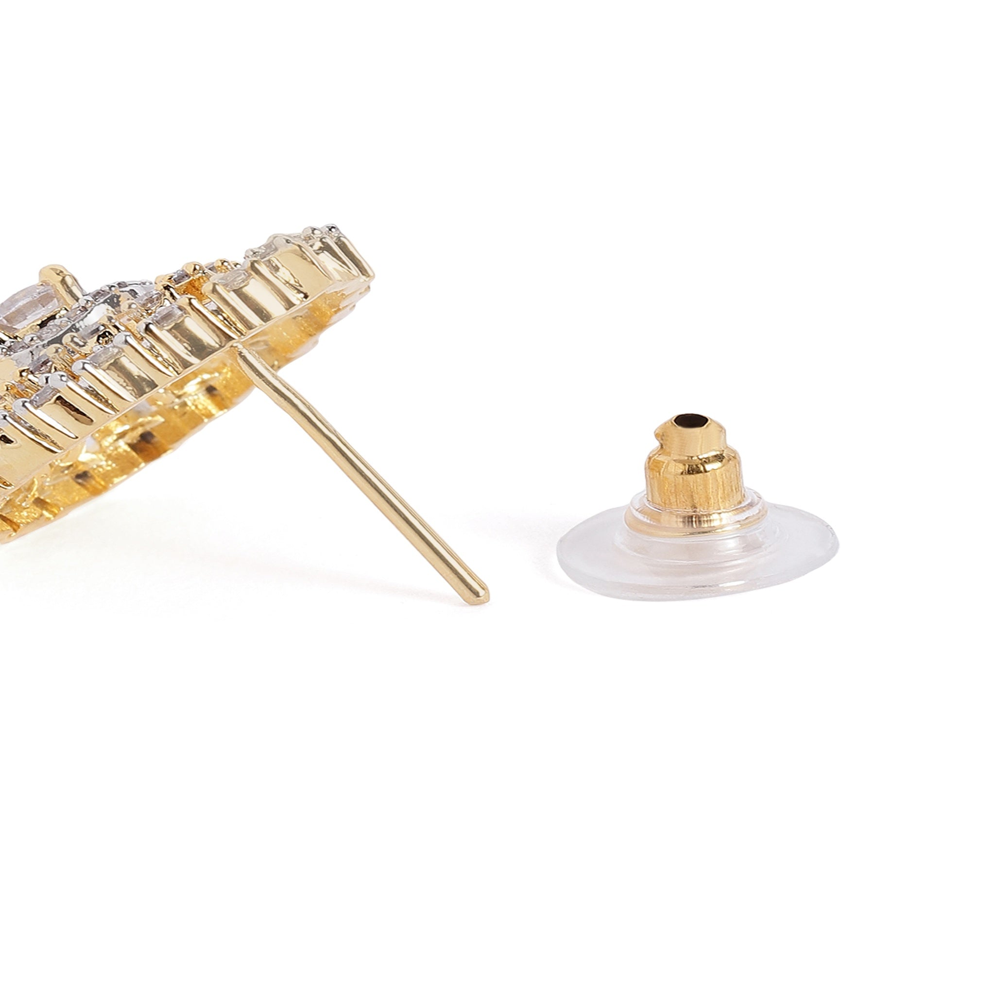 Gold-Plated Teardrop Shaped CZ-Studded Studs