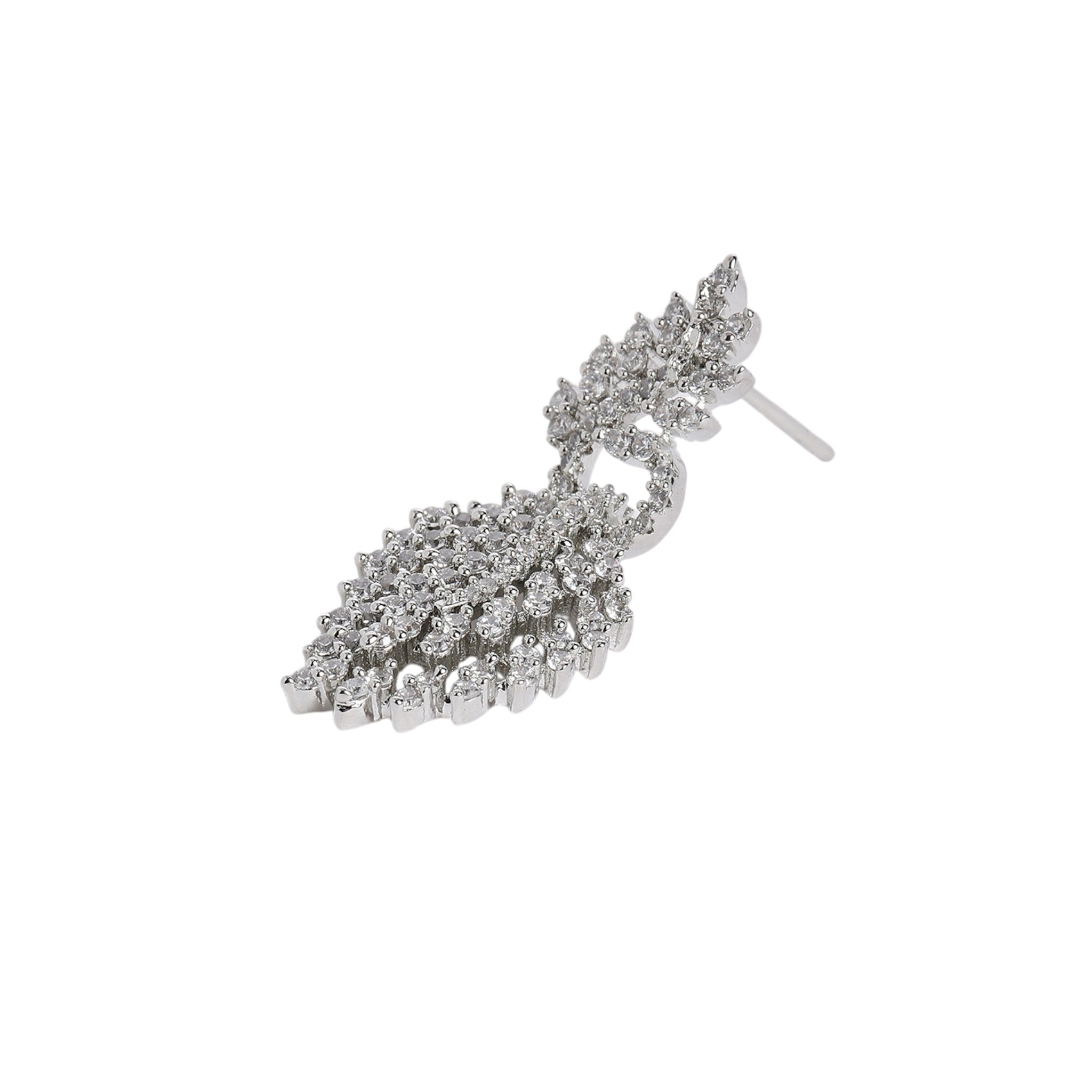 Rhodium-Plated White Choker AD-Studded Jewellery Set