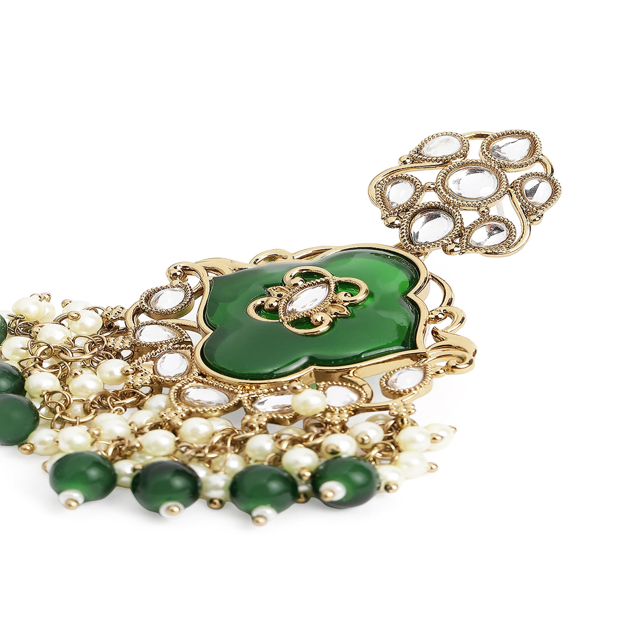 Gold Plated Green Classic Earrings
