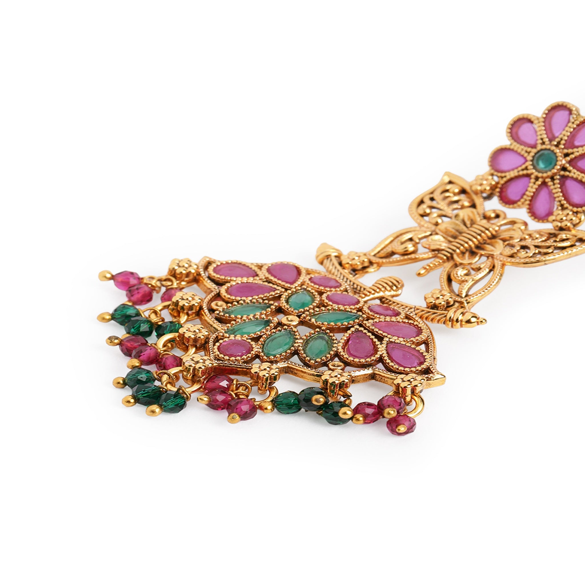 Gold-Plated Ruby Green Classic Drop Earrings