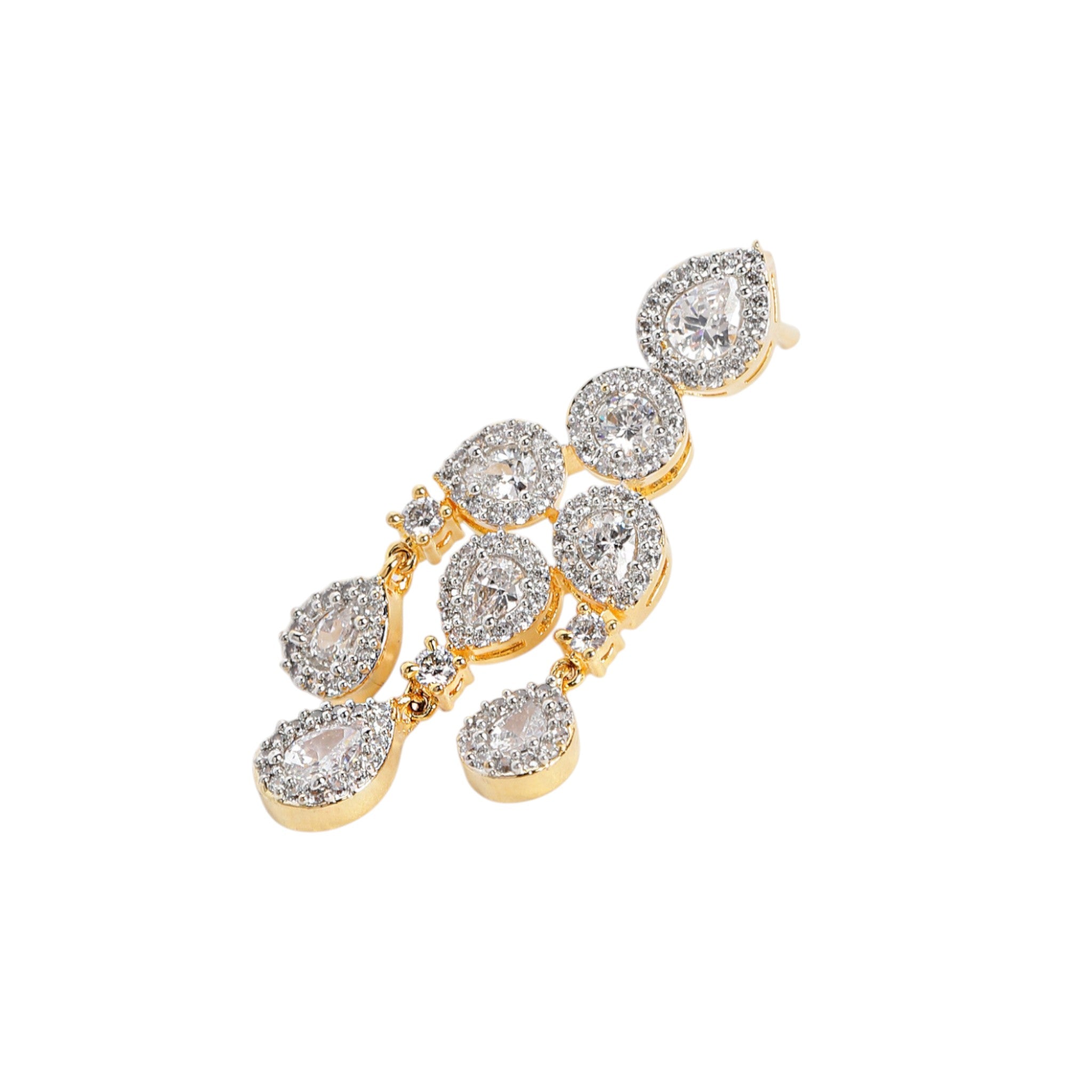 Gold Plated White AD-Studded Jewellery Set