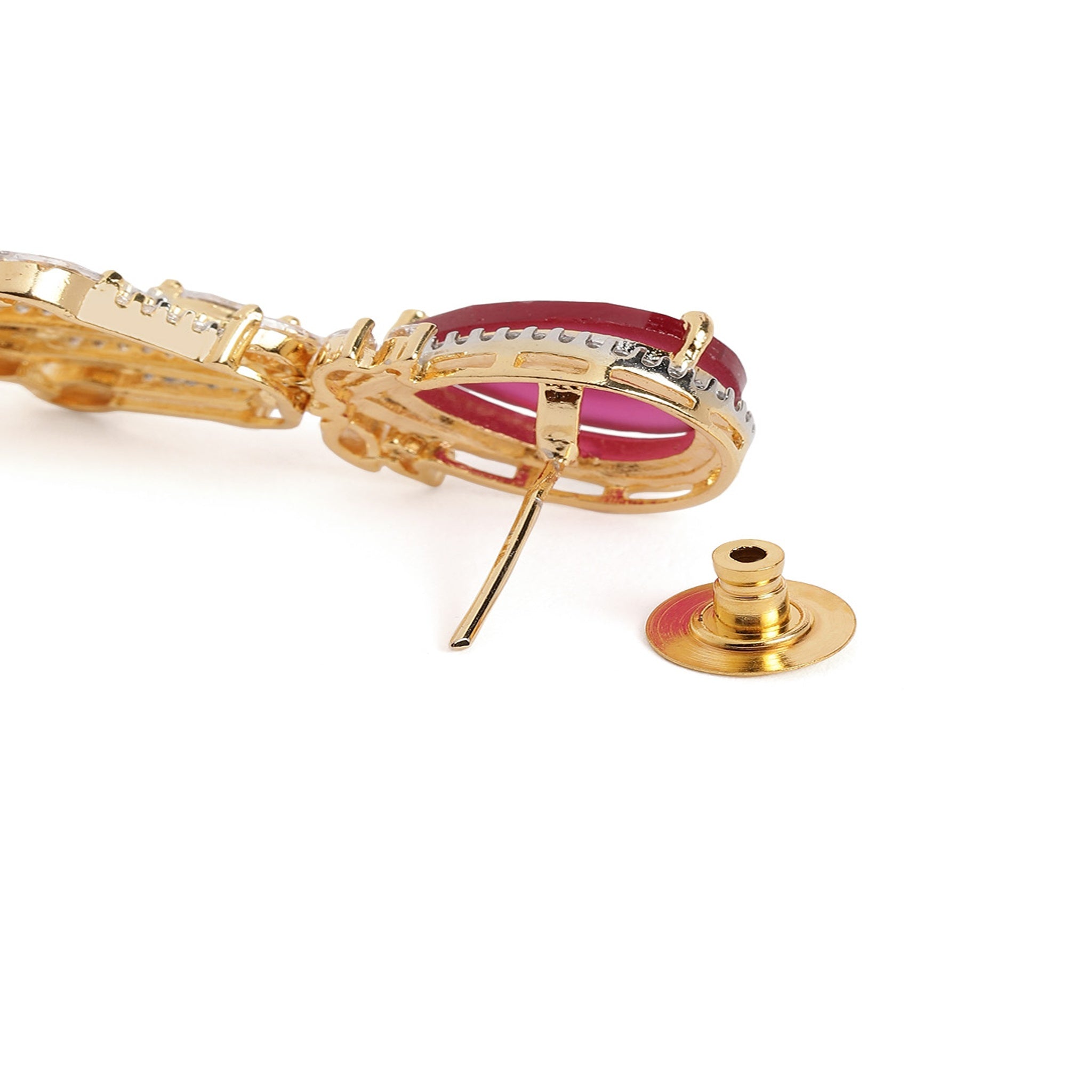 Gold-Plated Ruby Classic Drop Earrings