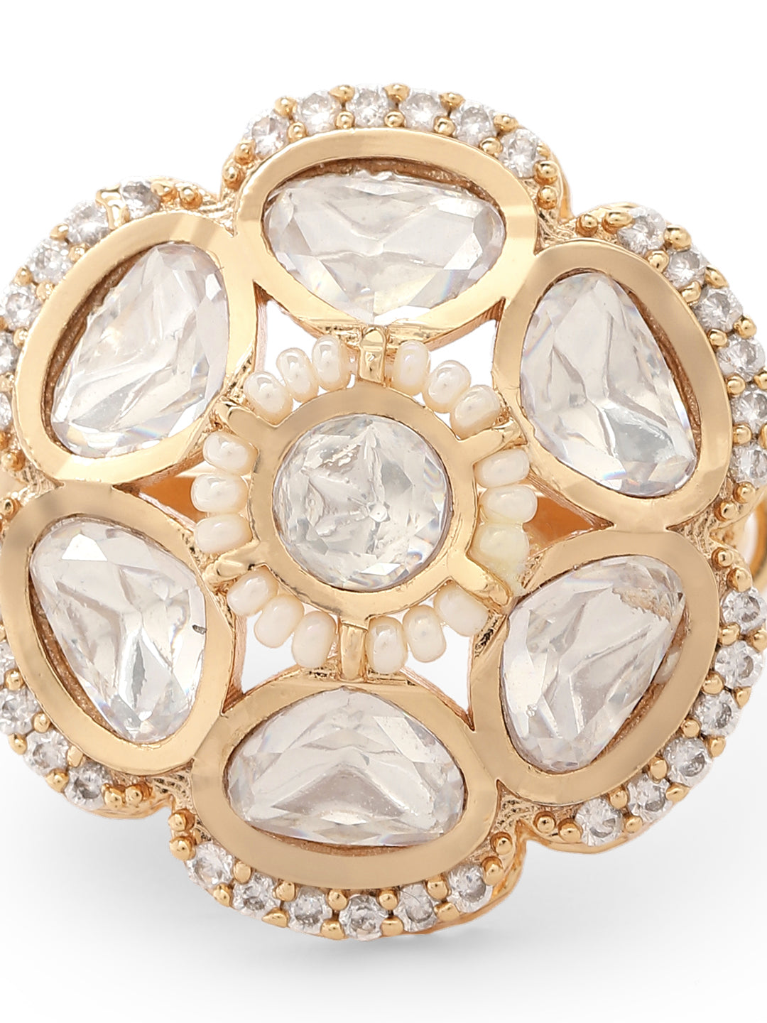 Lavish Giftz Regal Kundan Adjustable Statement Ring