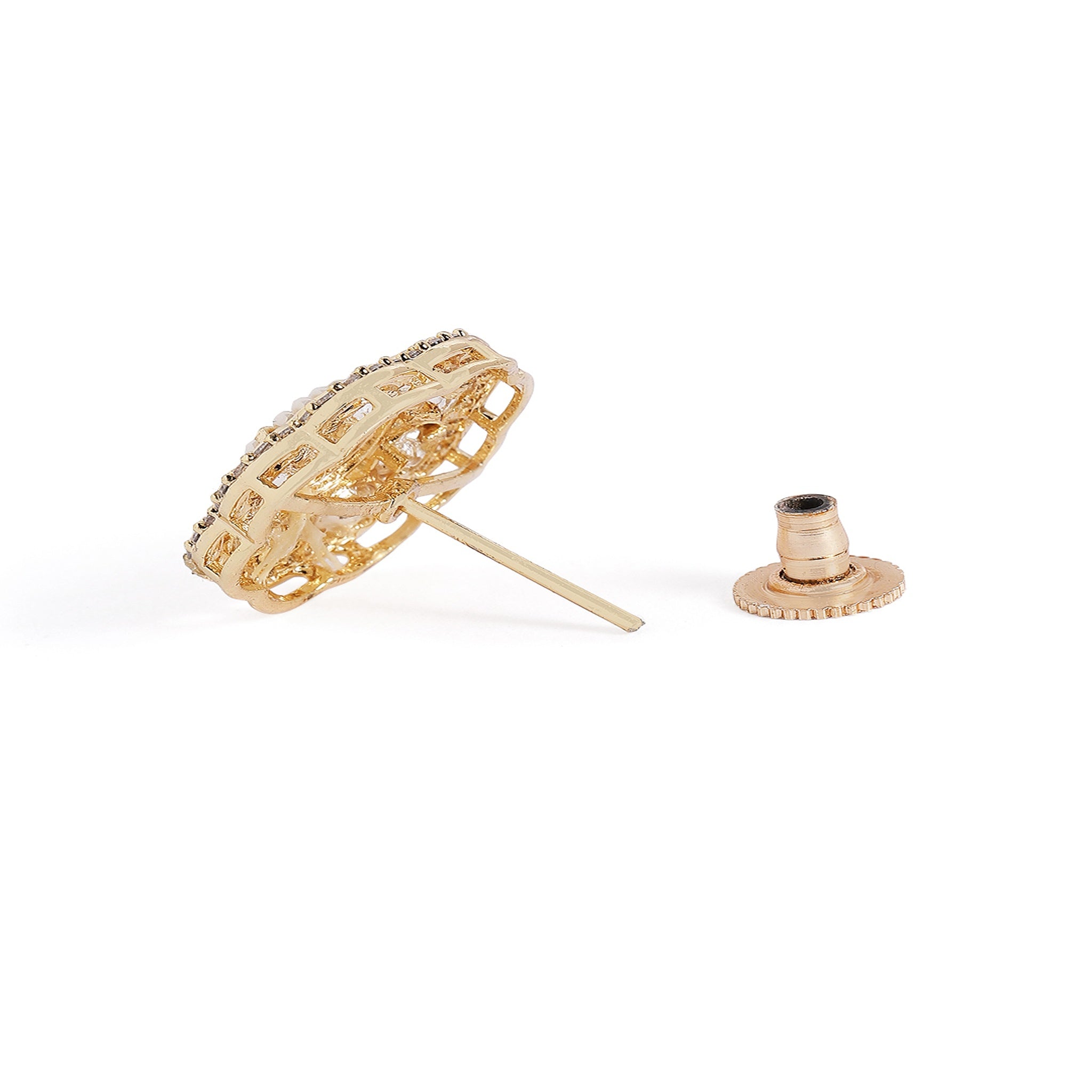 Gold-Plated Green Classic Kundan Studs