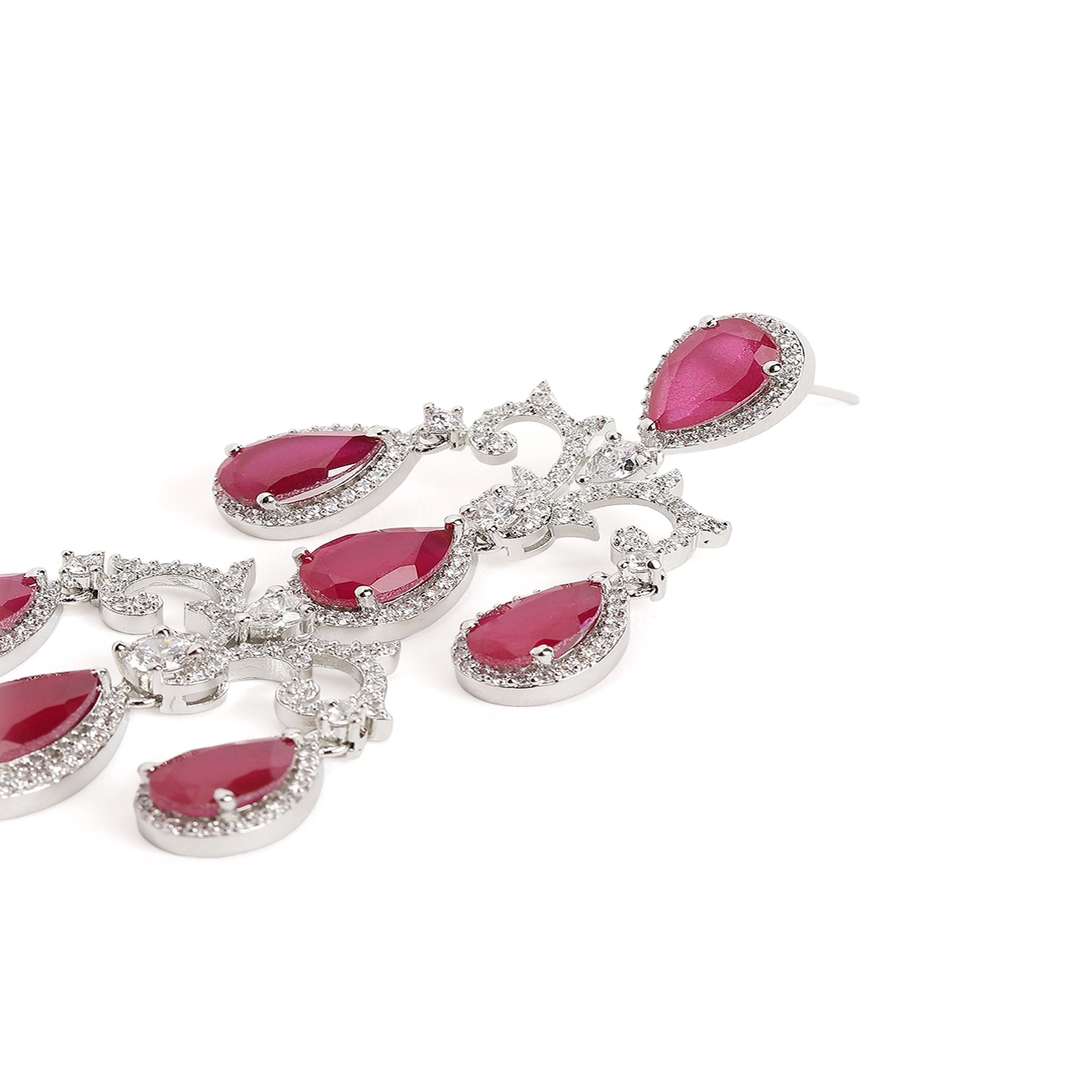 Silver-Toned American Diamonds long Earrings
