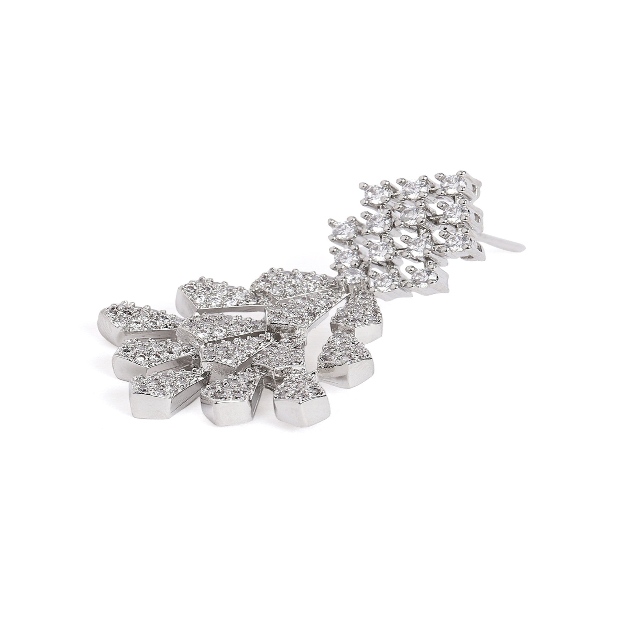 Rhodium-Plated AD-Studded Jewellery Set