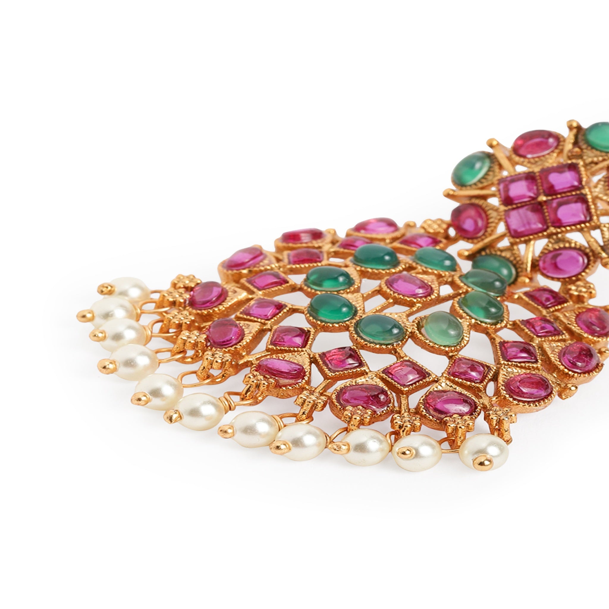 Gold-Plated Ruby Green Classic Drop Earrings