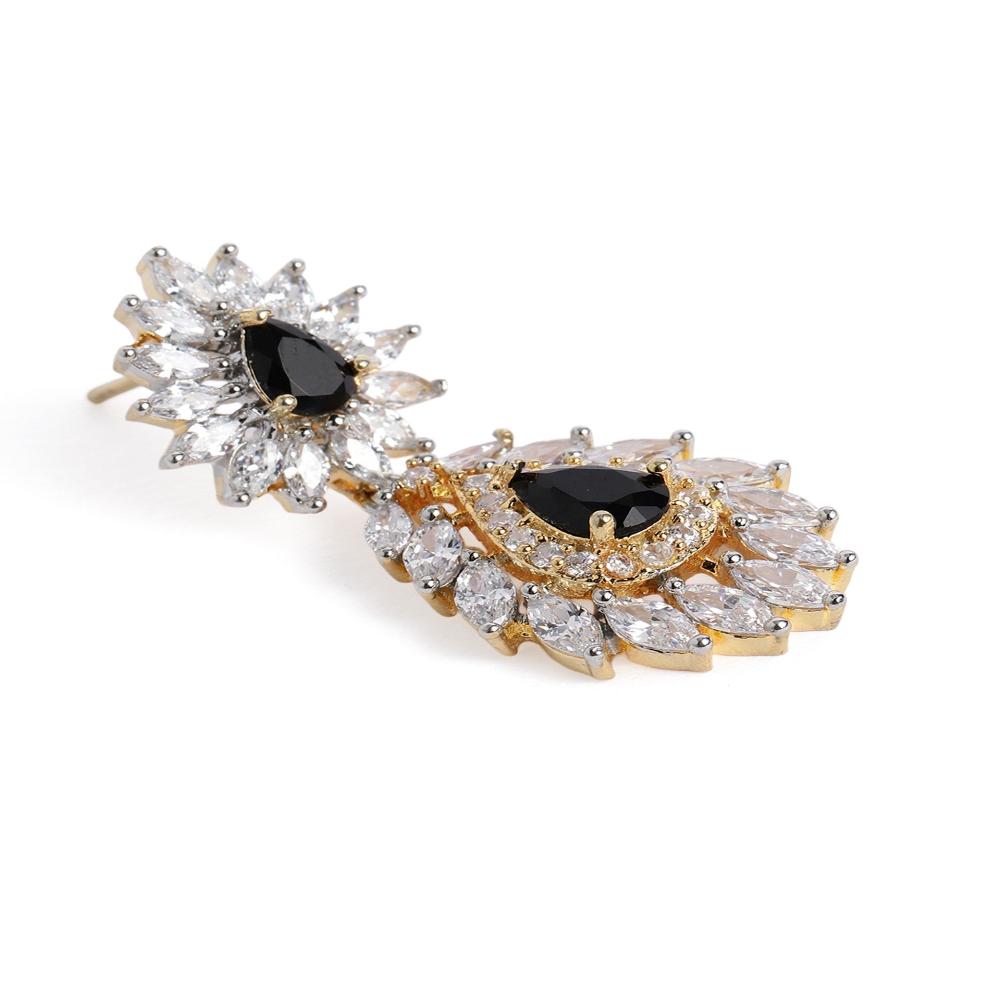 Gold Plated Black AD-Studded Jewellery Set