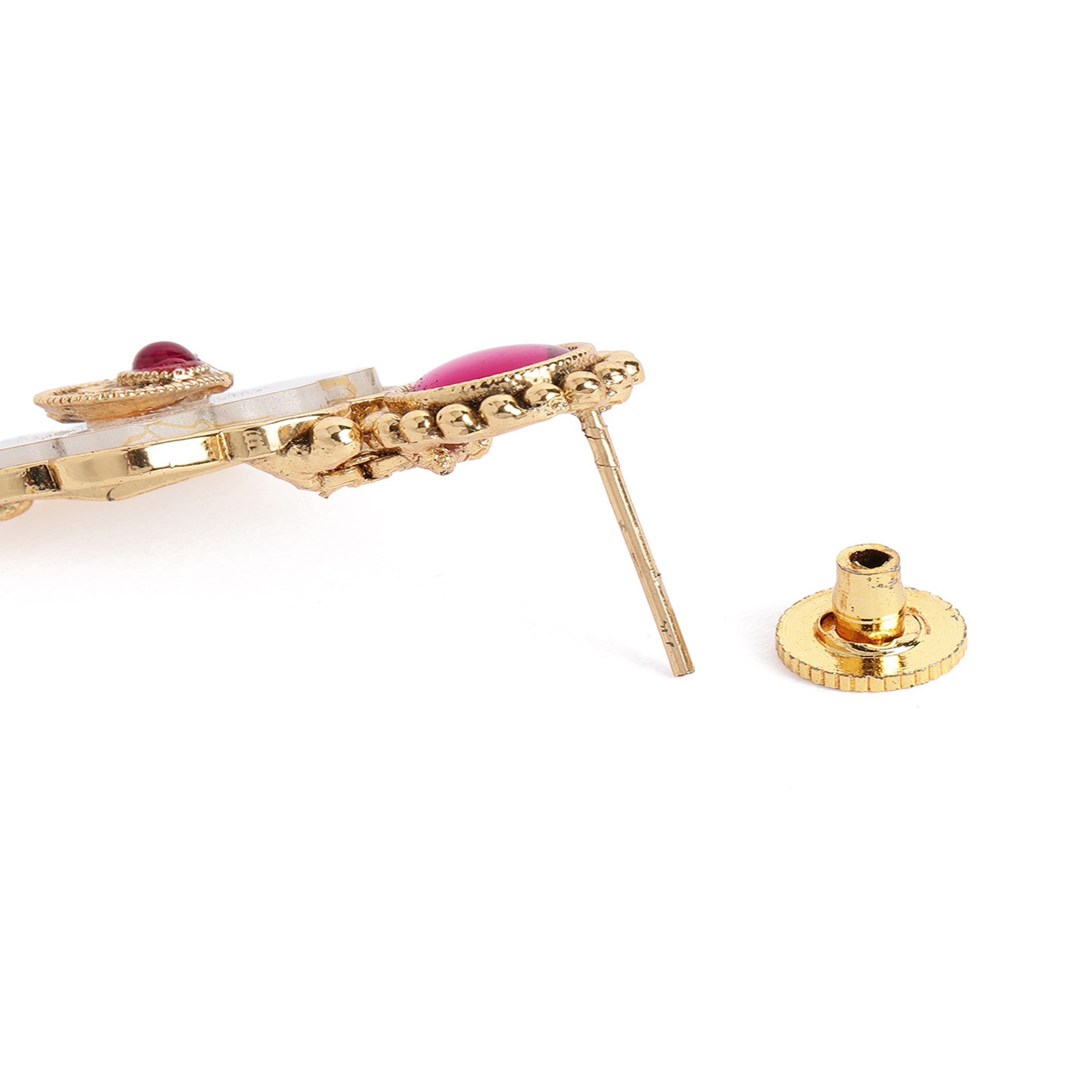 Gold Plated Mother Of Pearl Ruby Necklace Set