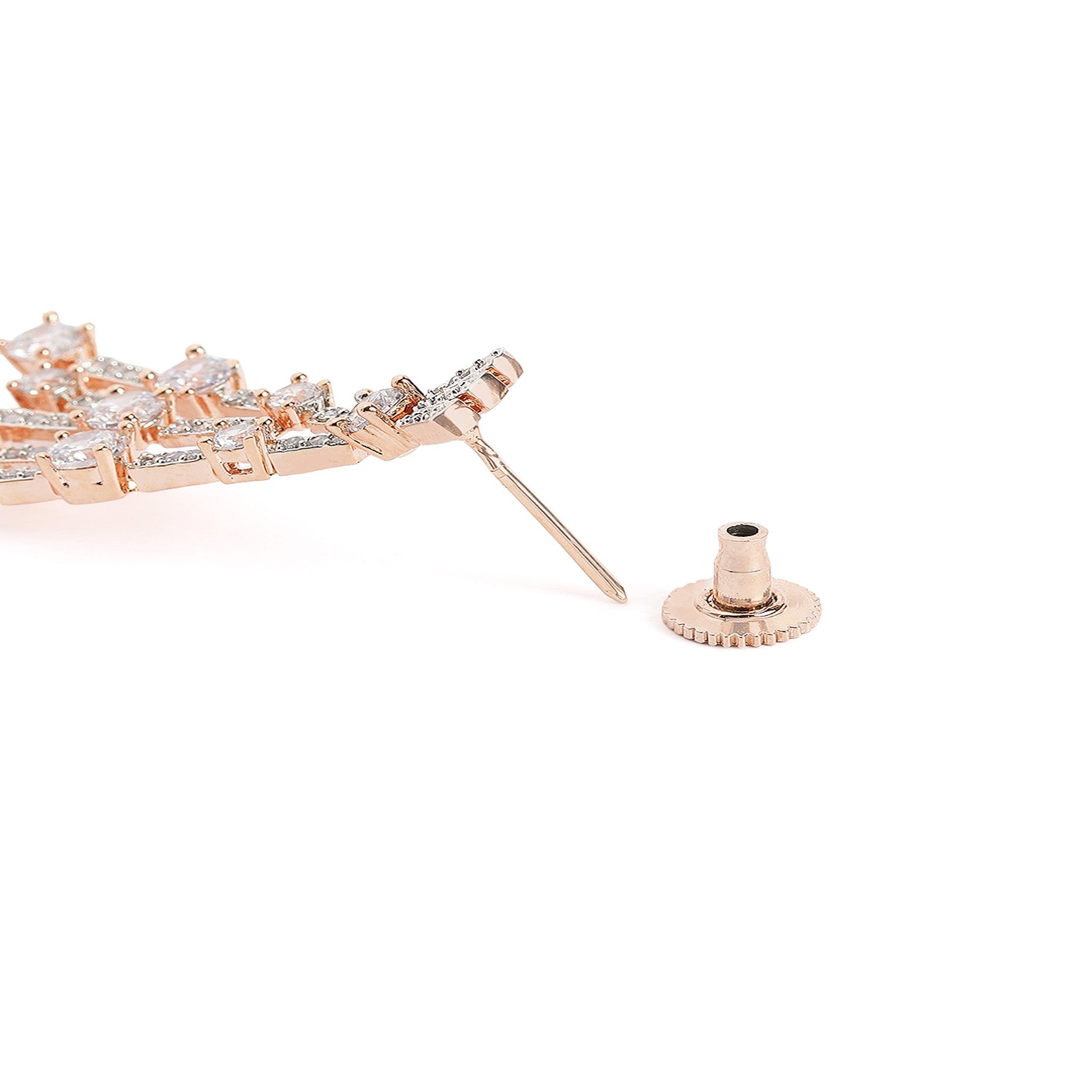 Rose Gold Plated White AD-Studded Jewellery Set