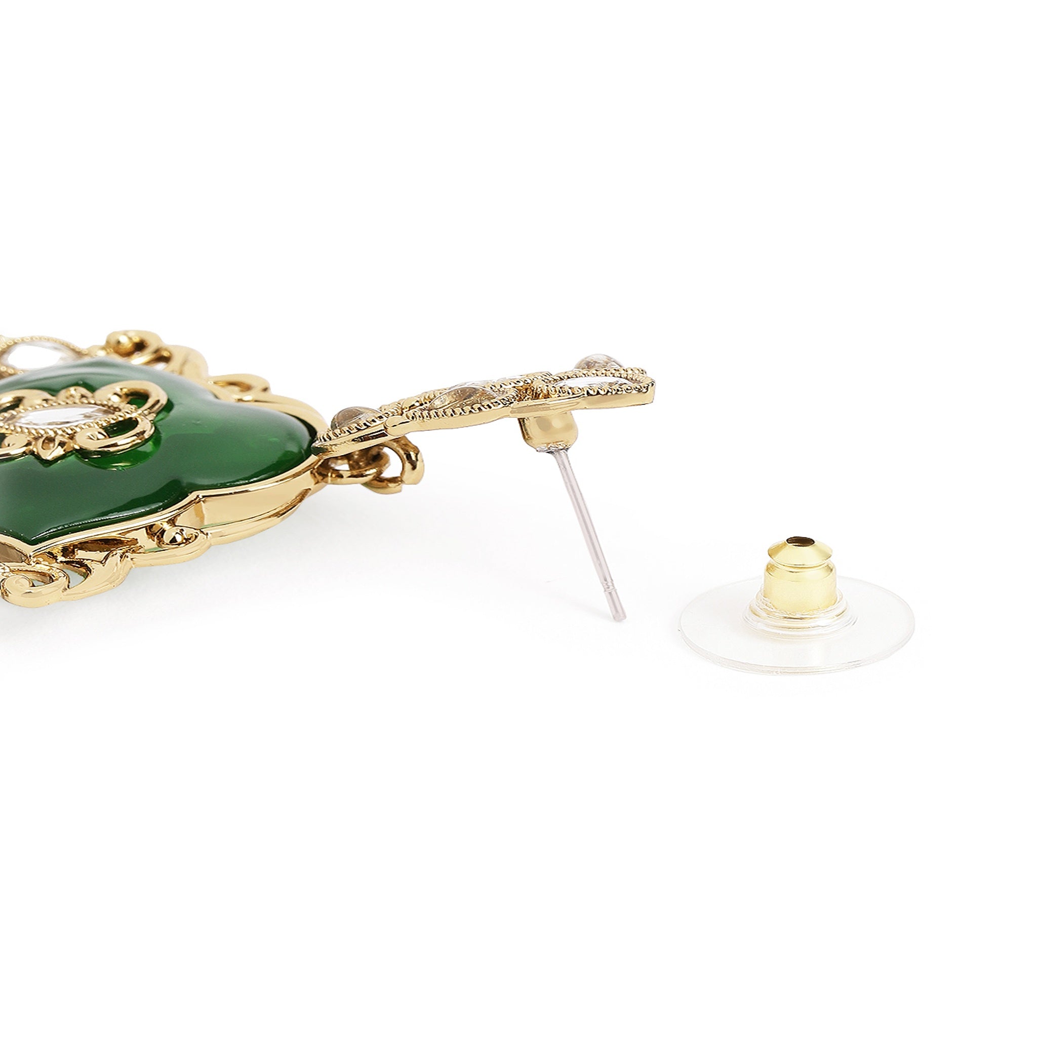 Gold Plated Green Classic Earrings