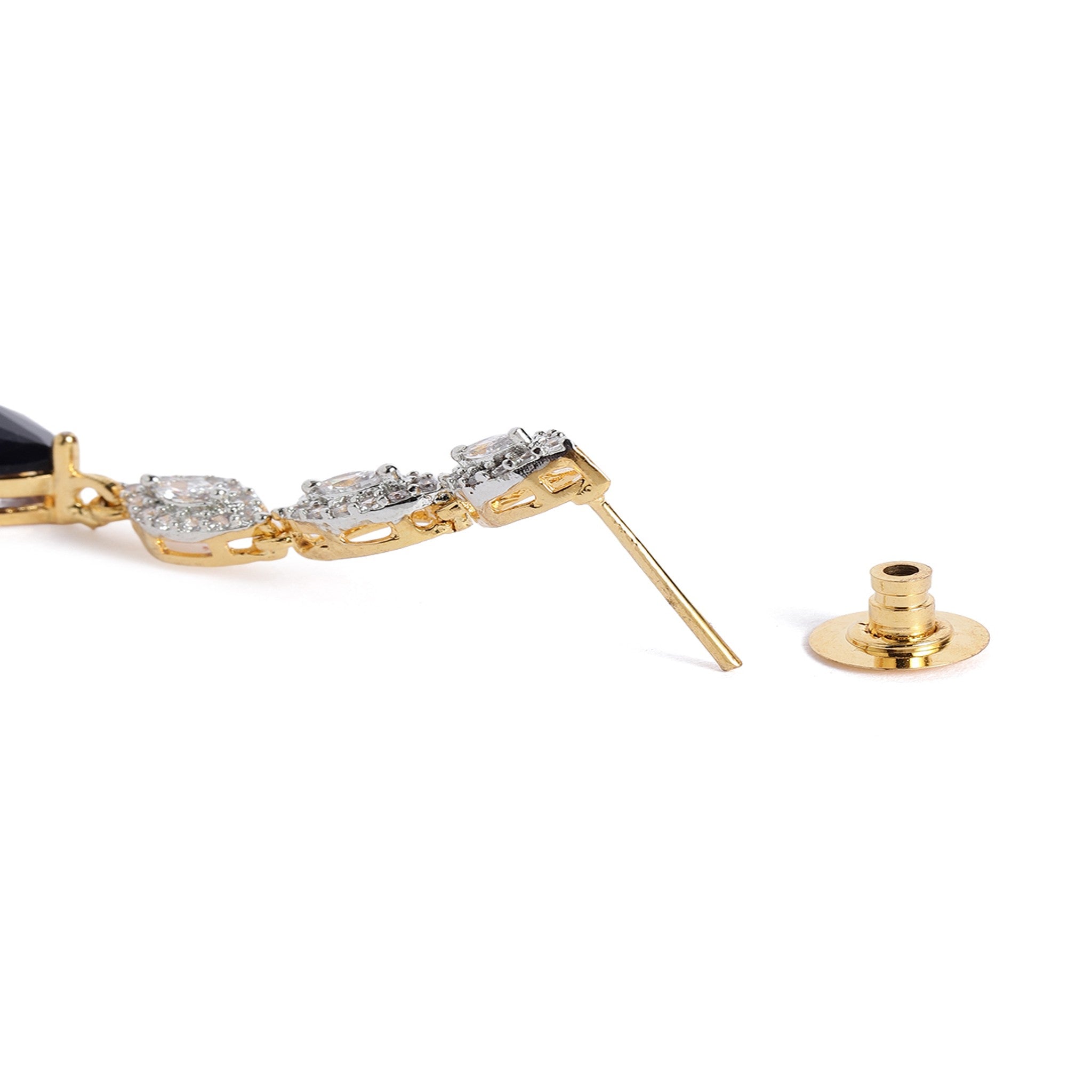 Gold Plated AD-Studded Navy Blue Jewellery Set