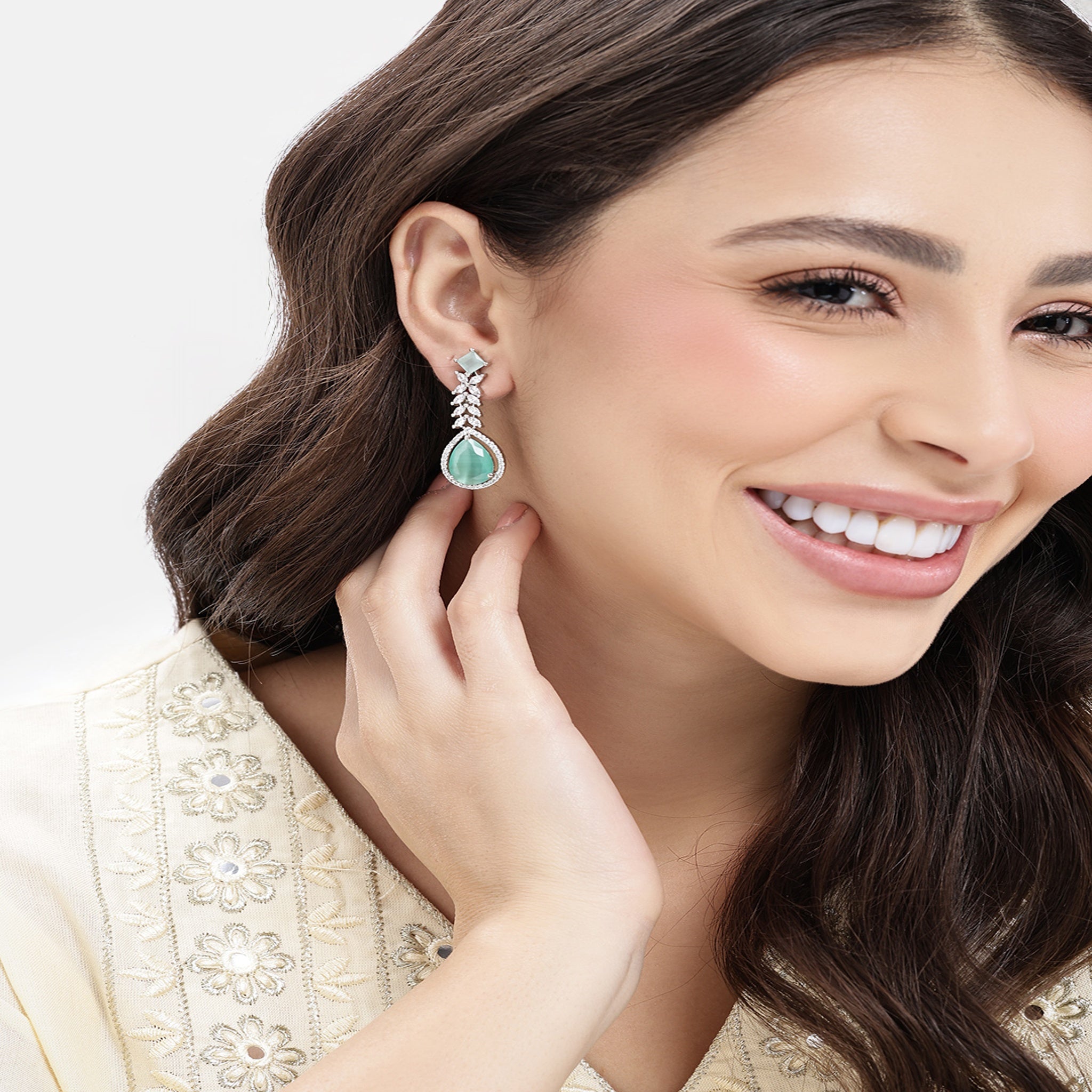 Silver-Toned American Diamonds Classic Drop Earrings