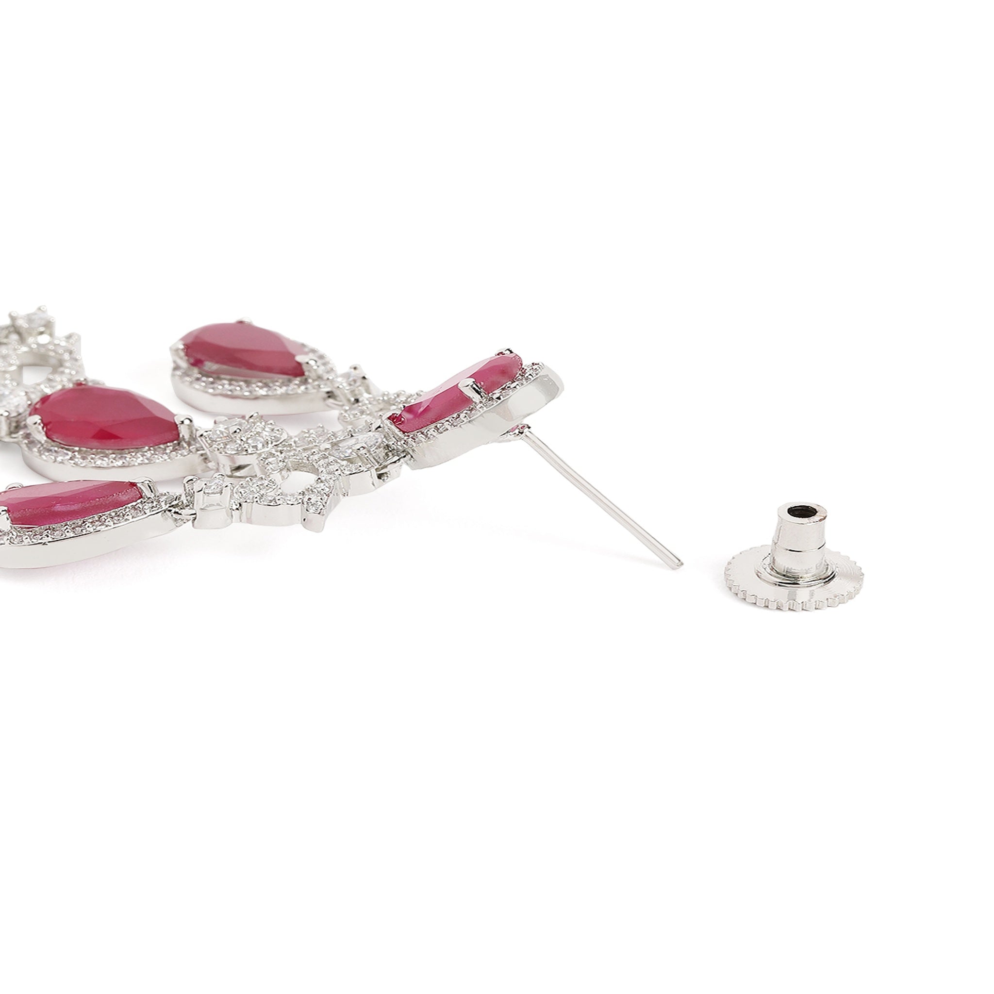Silver-Toned American Diamonds long Earrings
