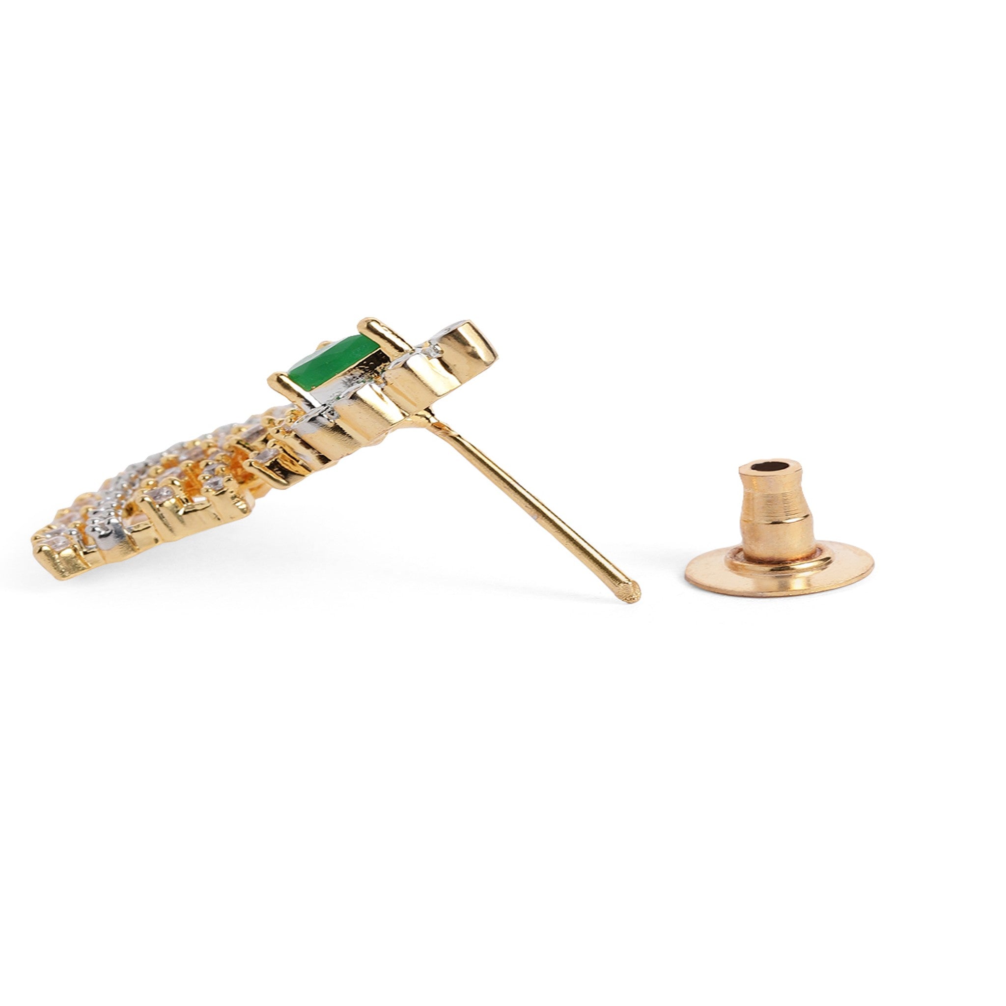 Gold Plated White & Green AD-Studded Jewellery Set