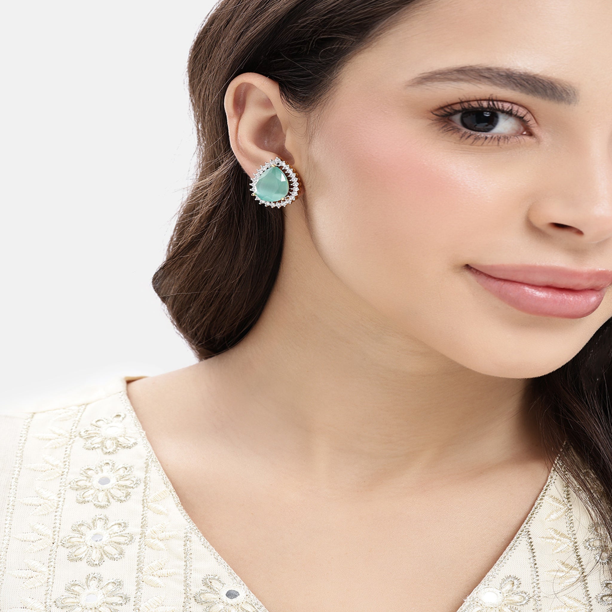 Gold Plated Mint Classic Stud Earrings