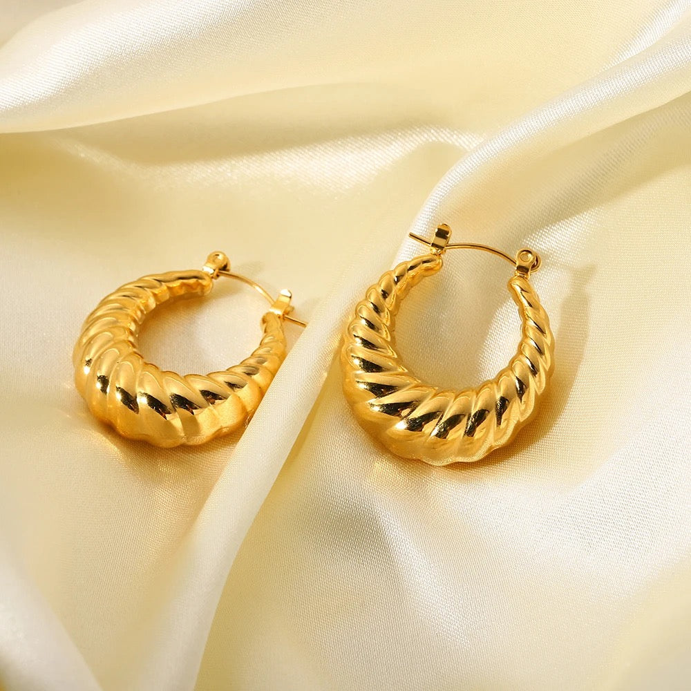 Lavish Giftz Golden Croissant Delight Hoop Earrings