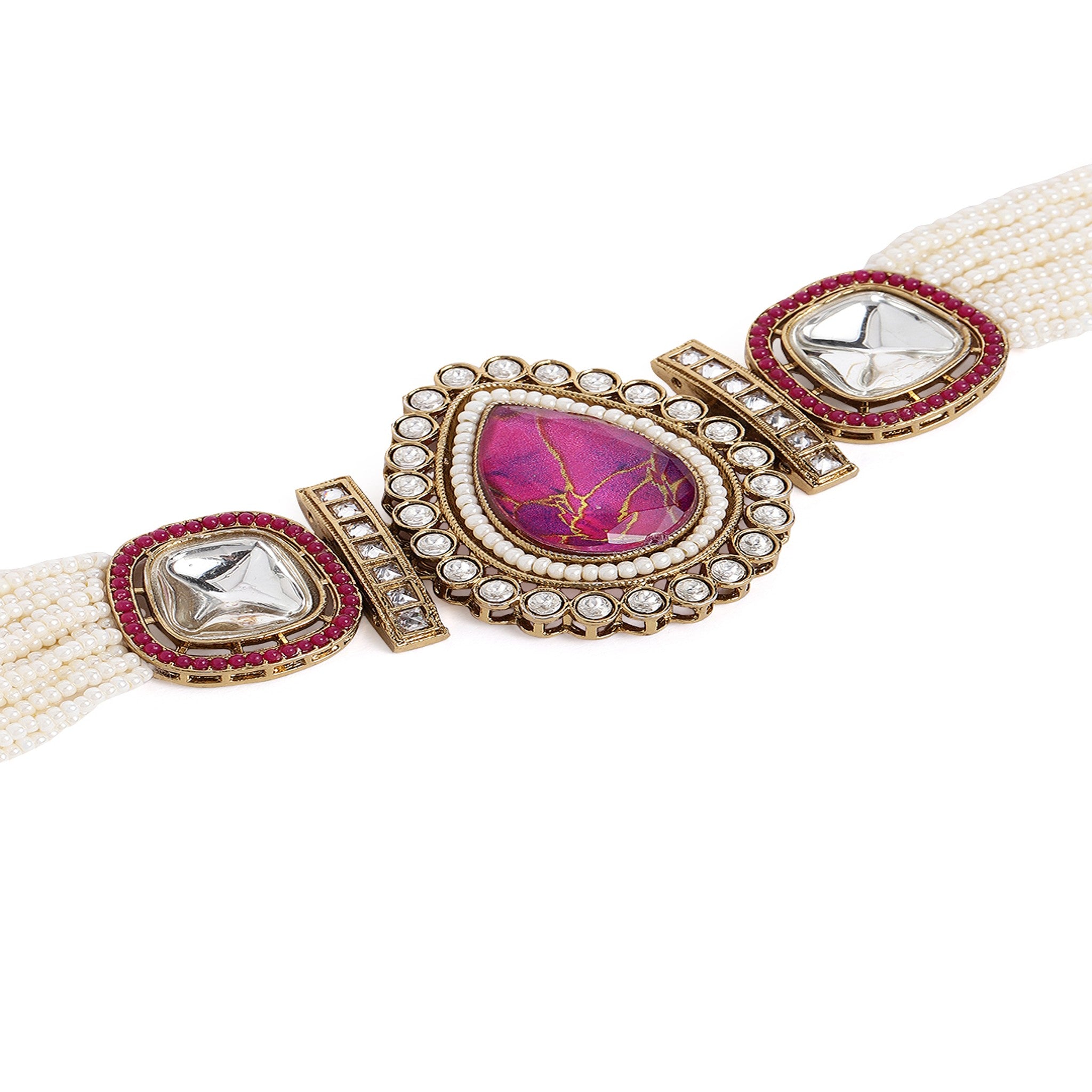 Antique Beaded Purple Choker Necklace Set