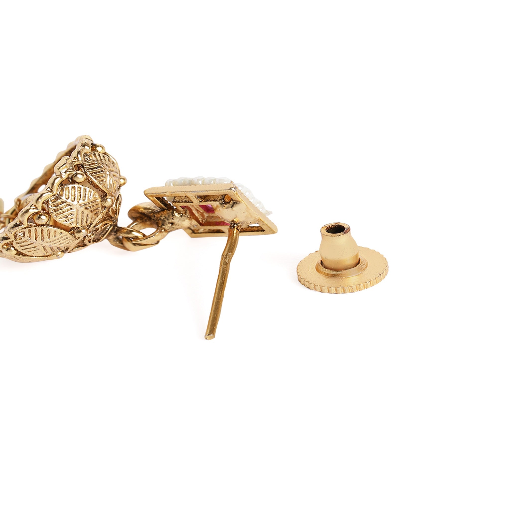 Gold Plated Antique Ruby Green Enamelled Necklace Set