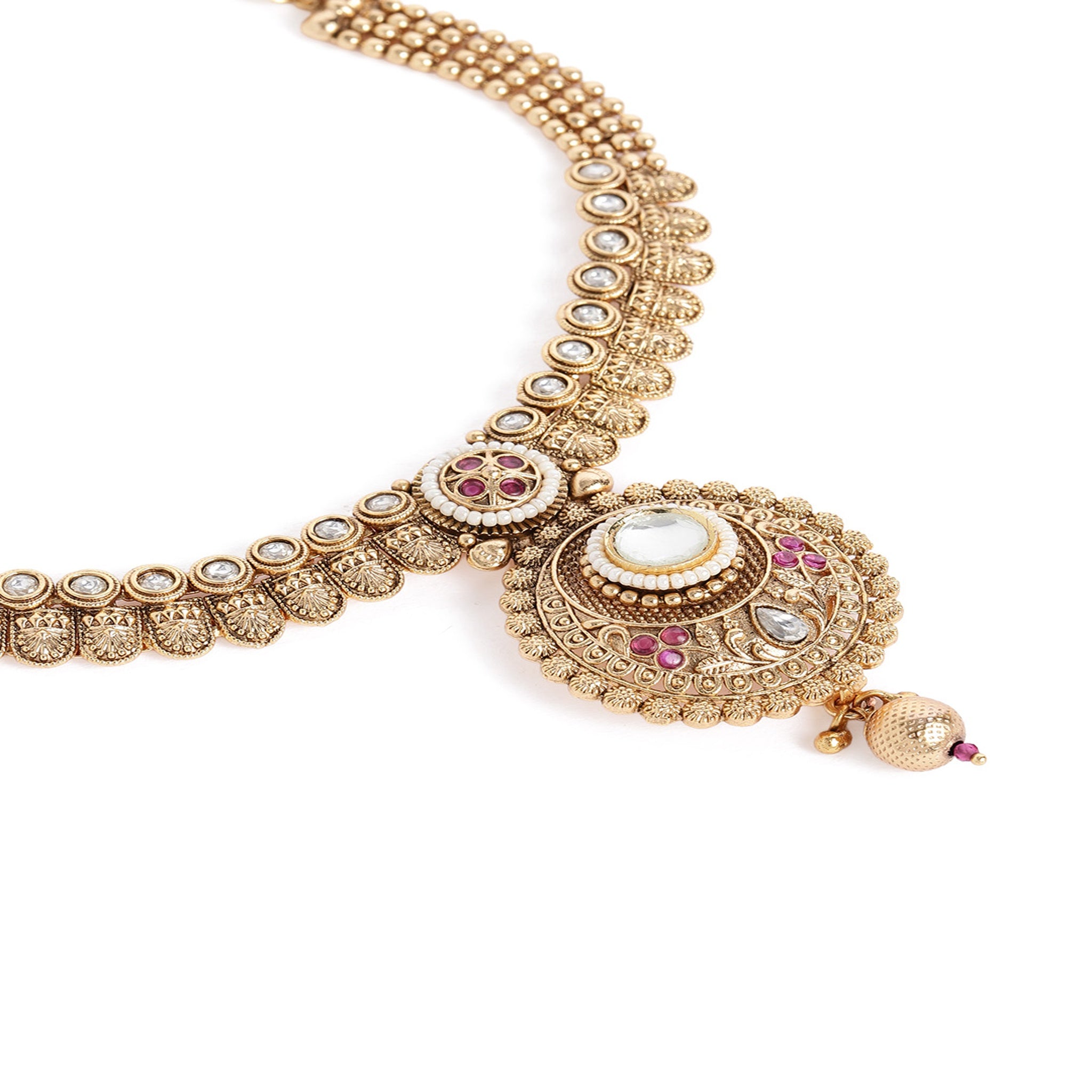 Gold Plated Antique Ruby Necklace Set