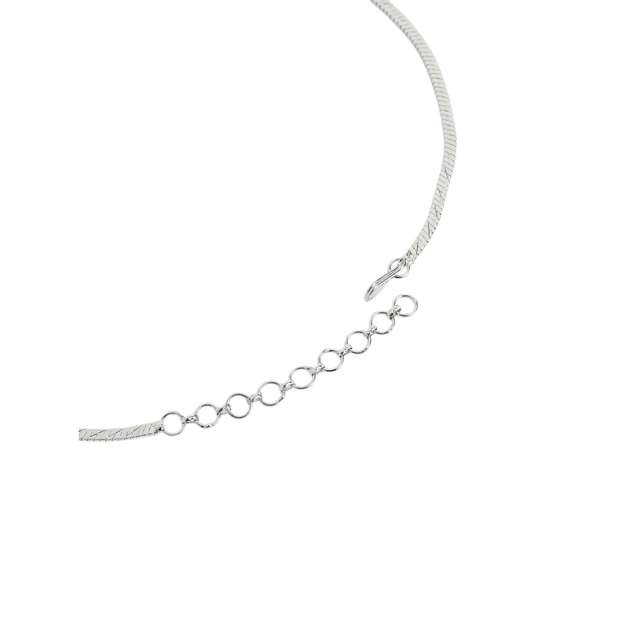 Rhodium-Plated White Choker AD-Studded Jewellery Set