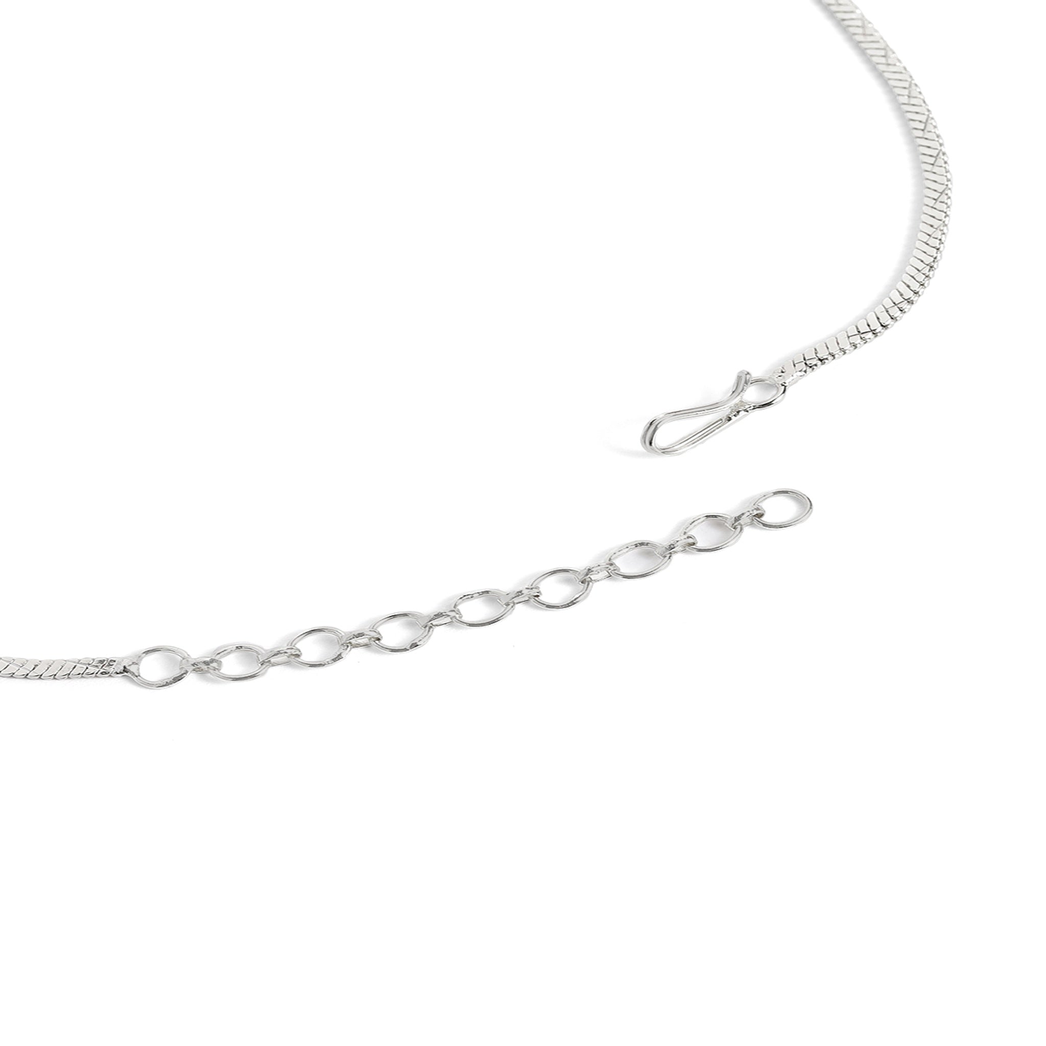 Rhodium-Plated Silver-Toned & Emerald Green AD-Studded Jewellery Set