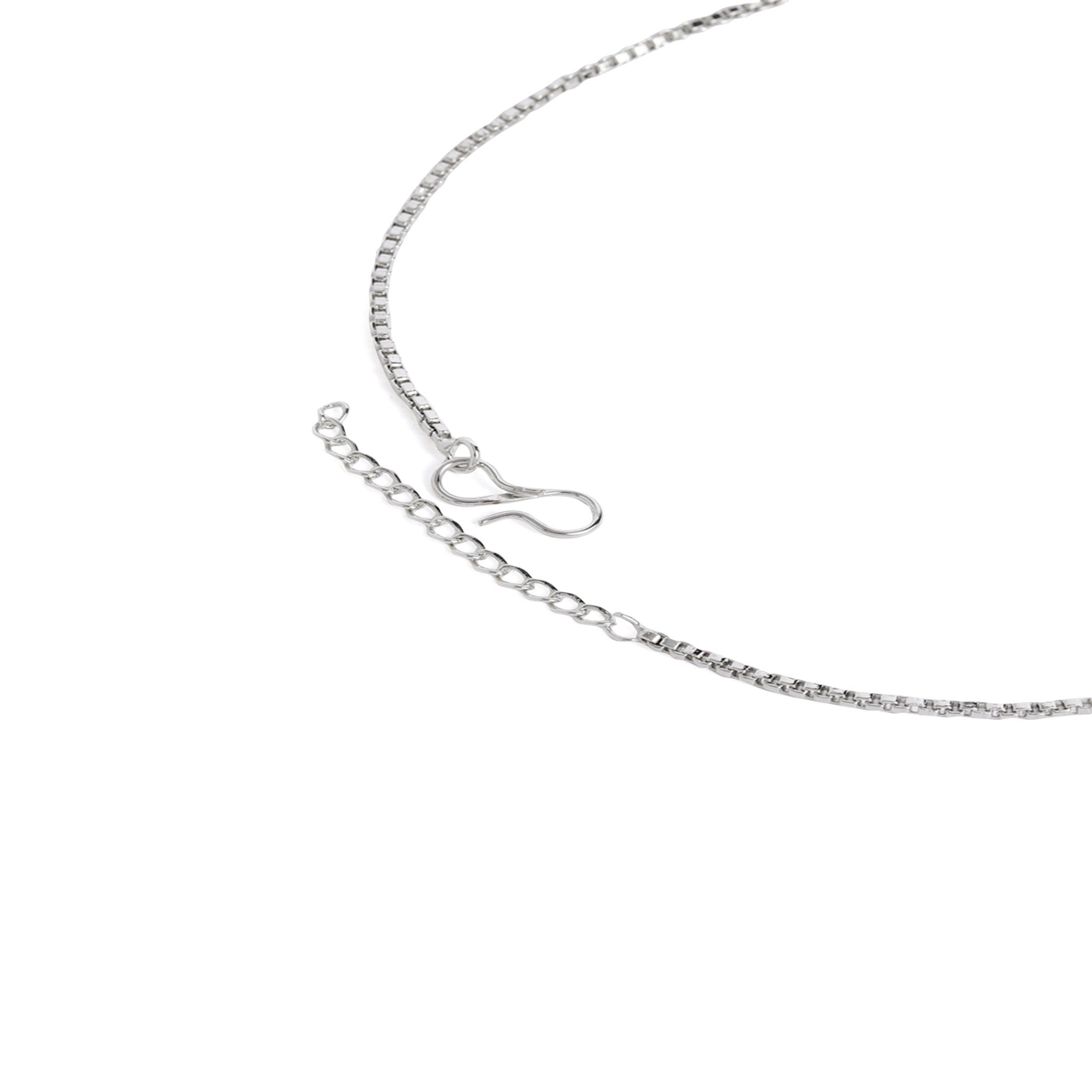 Rhodium-Plated Silver-Toned & White & Green AD-Studded Jewellery Set