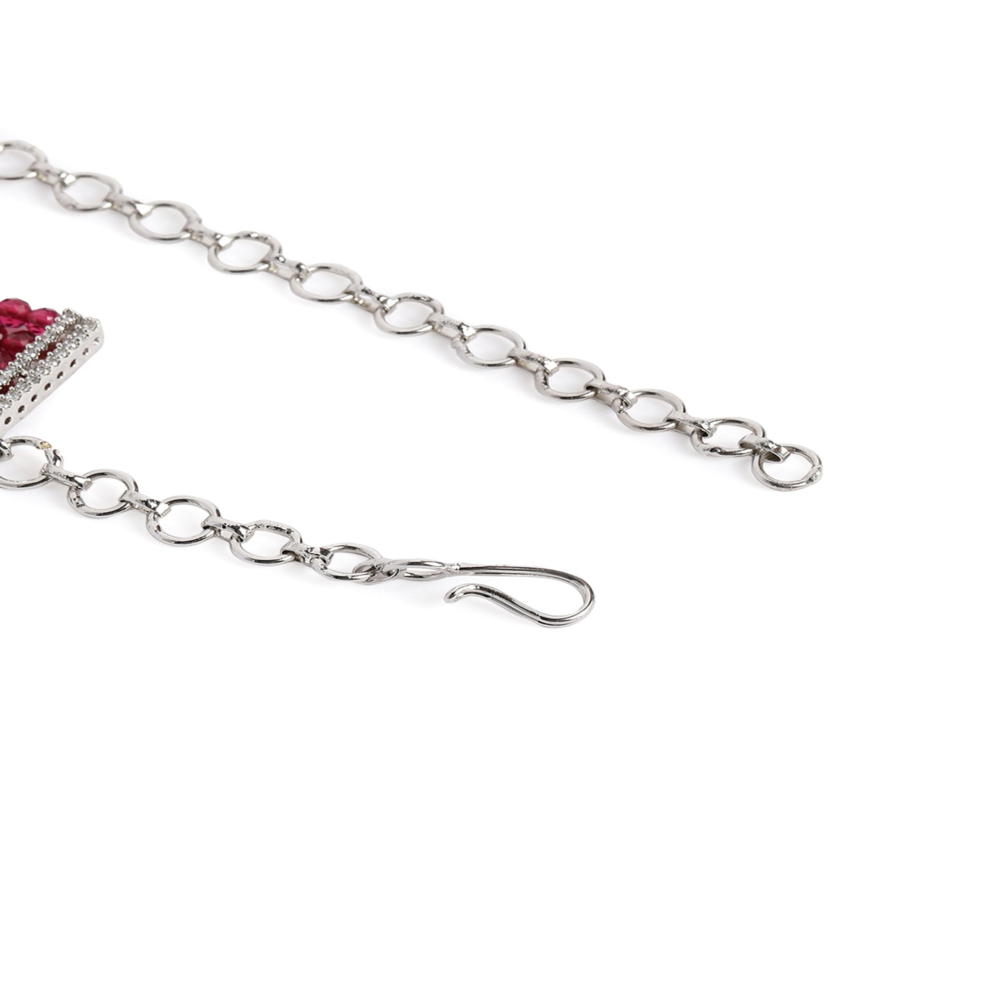 Rhodium-Plated Ruby Choker AD-Studded Jewellery Set