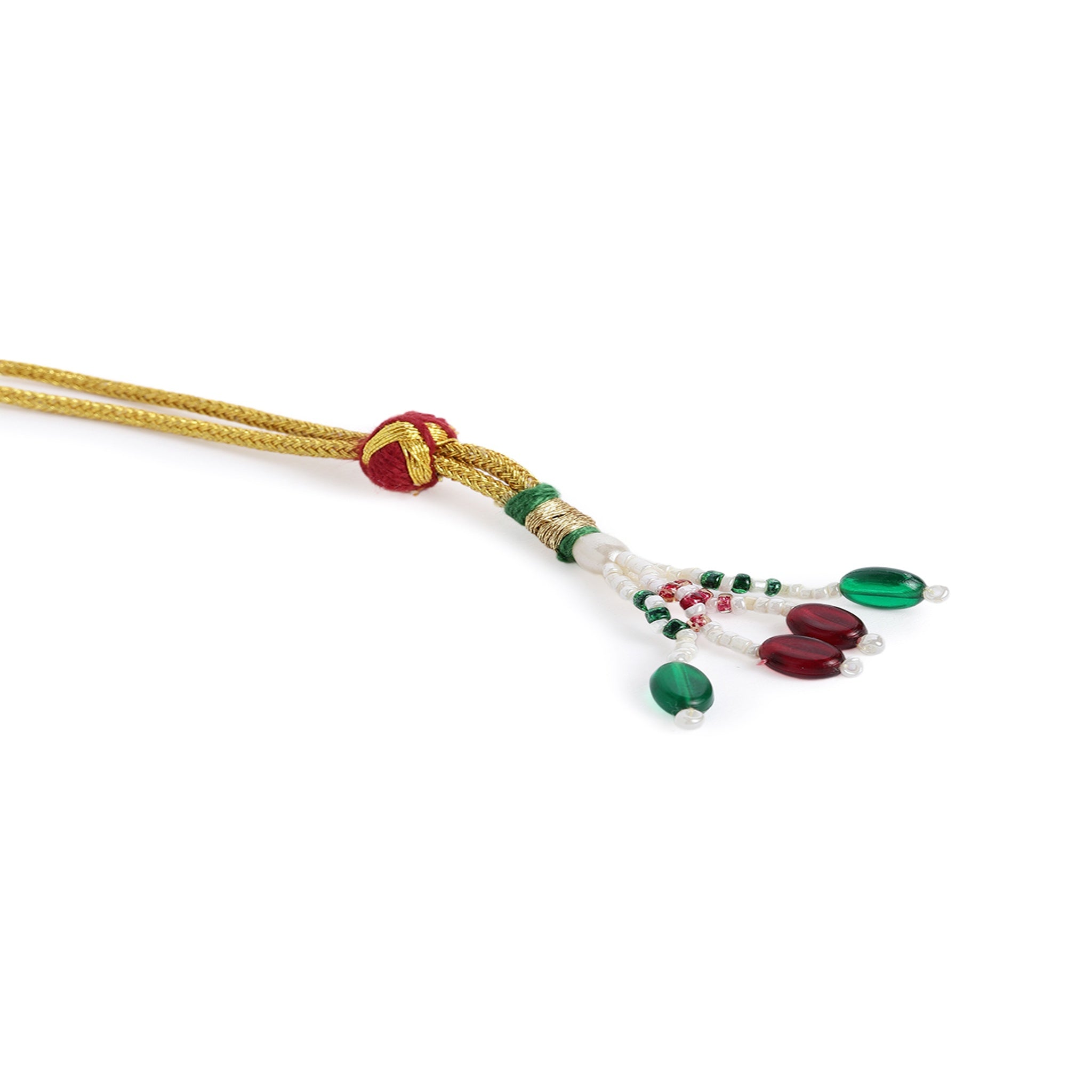 Gold-Plated Meenakari Antique Stones & Beads Studded Jewellery Set
