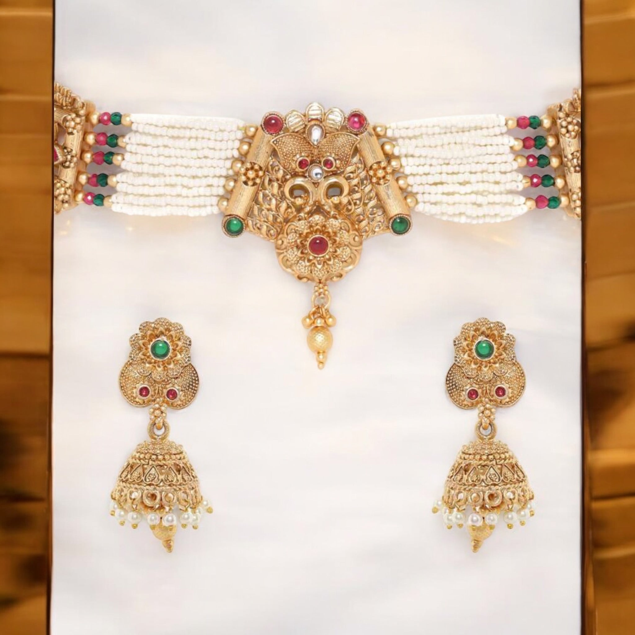 Lavish Giftz Gold Plated Beaded Necklace Set