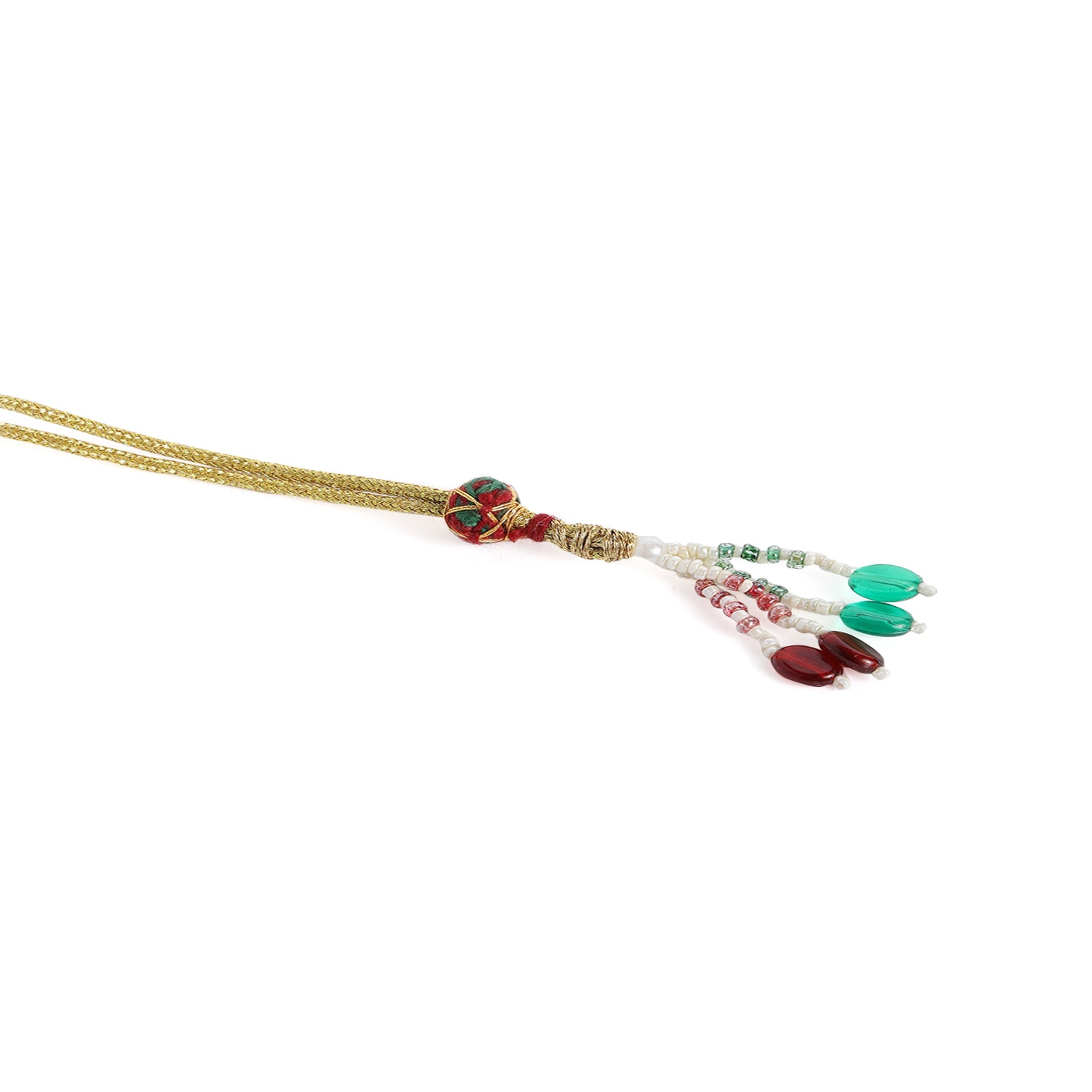 Gold Plated Antique Ruby Green Enamelled Necklace Set