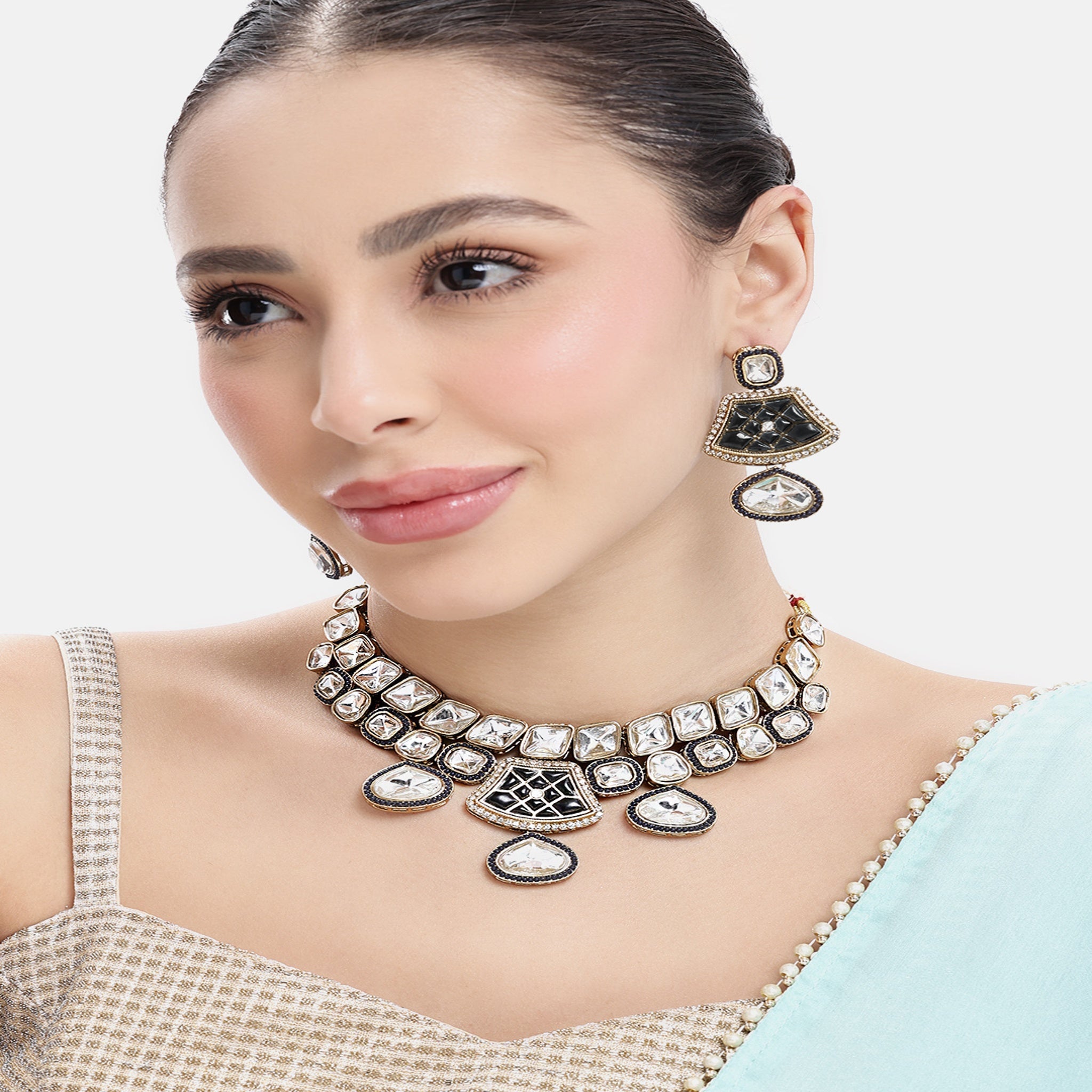 Bollywood Style Blue Necklace Set