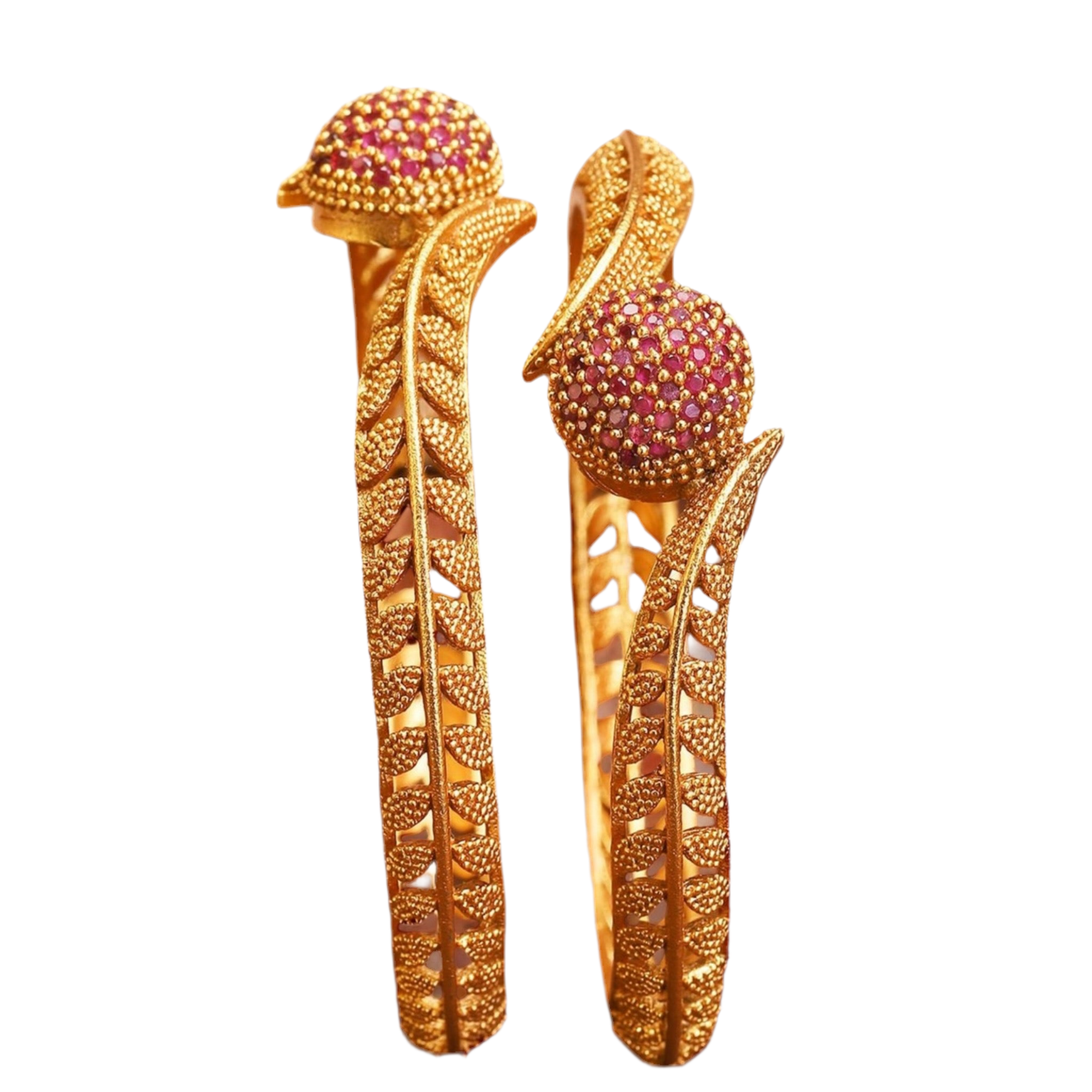 Lavish Giftz Gold Plated Ruby Studded Bangles - Set Of 2