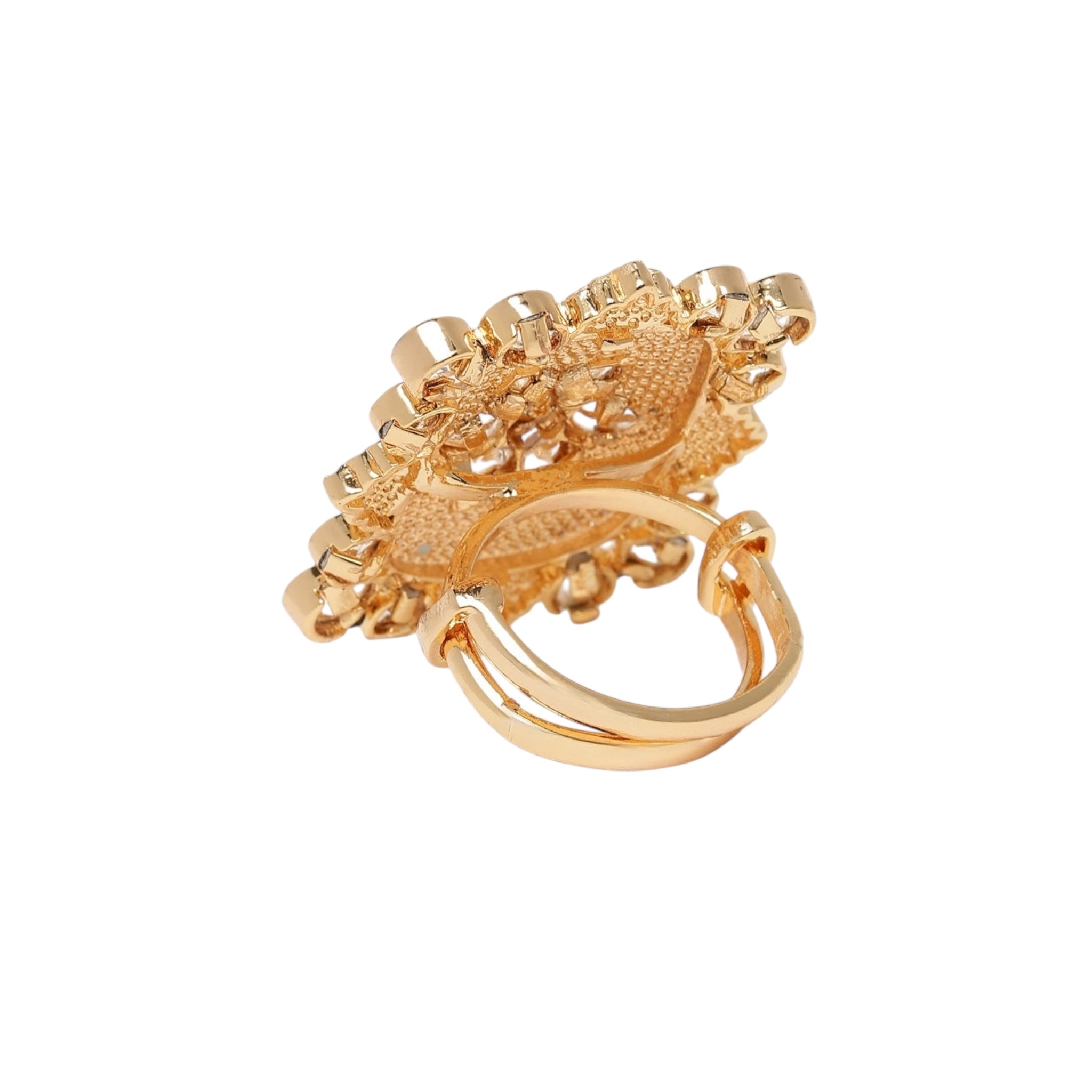 Lavish Giftz Gold-Plated Aqua Classic Kundan Stone Studded Handcrafted Finger Ring