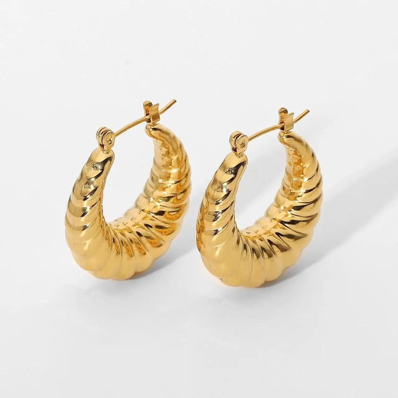 Lavish Giftz Golden Croissant Delight Hoop Earrings