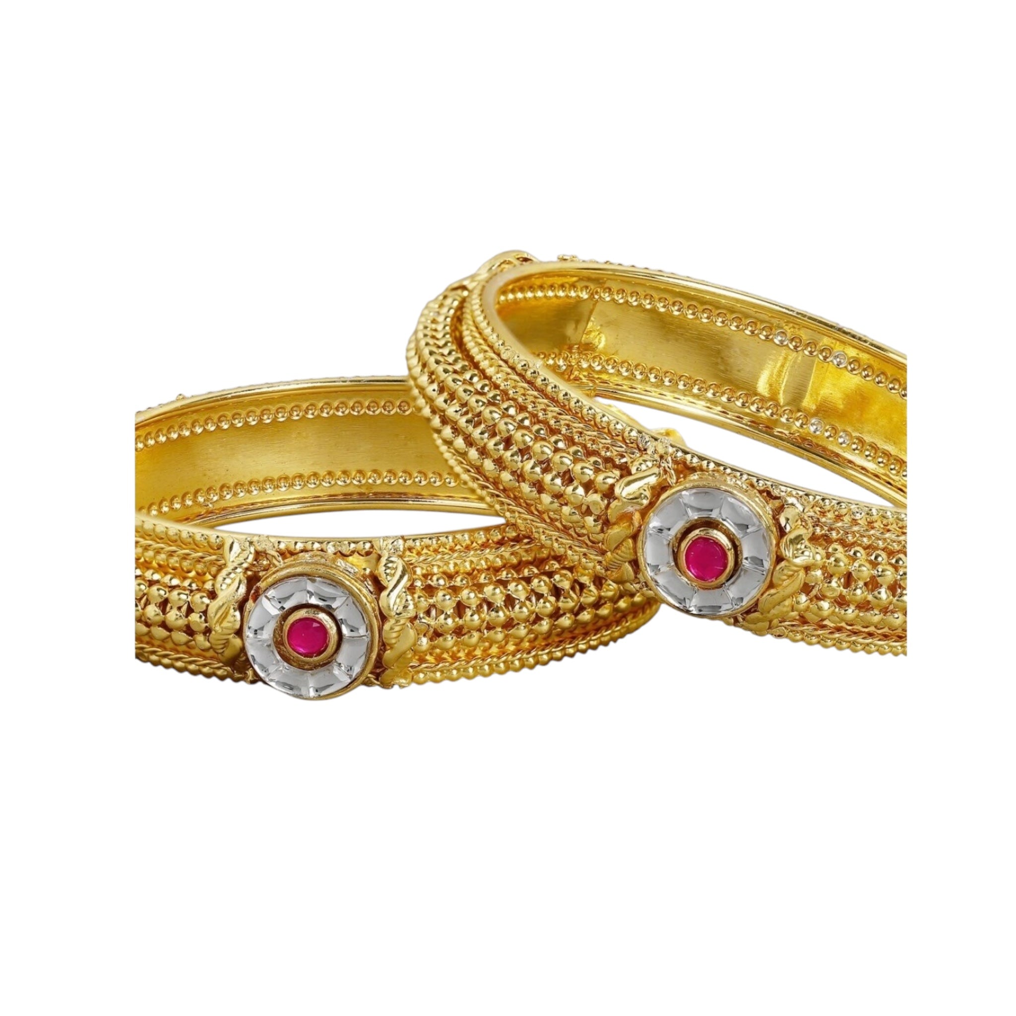 Lavish Giftz Gold-Plated Stond Studded Handcrafted Bangles - Set Of 2