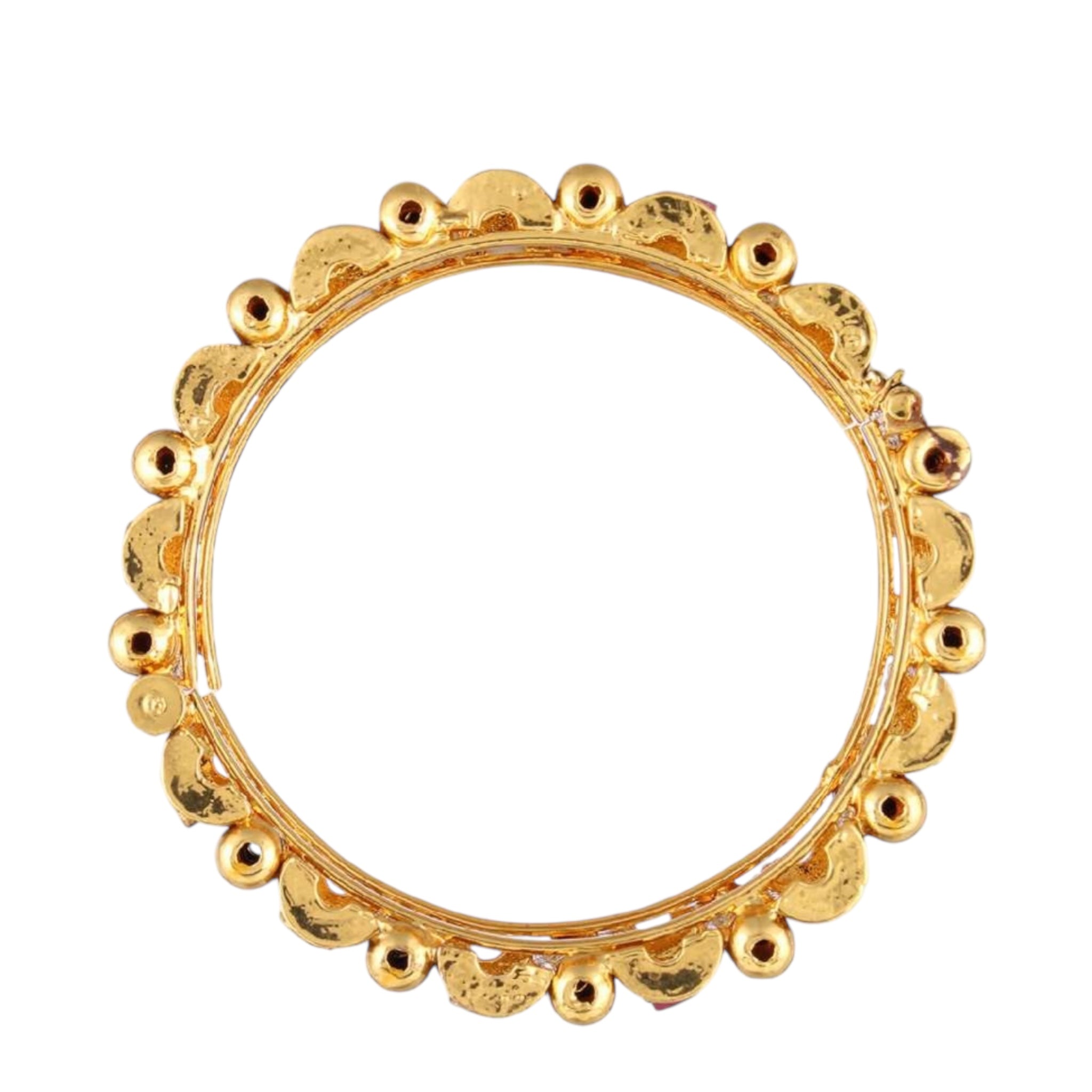 Lavish Giftz Gold Plated Handcrafted Ruby Stone Studded Bangles - Set Of 2