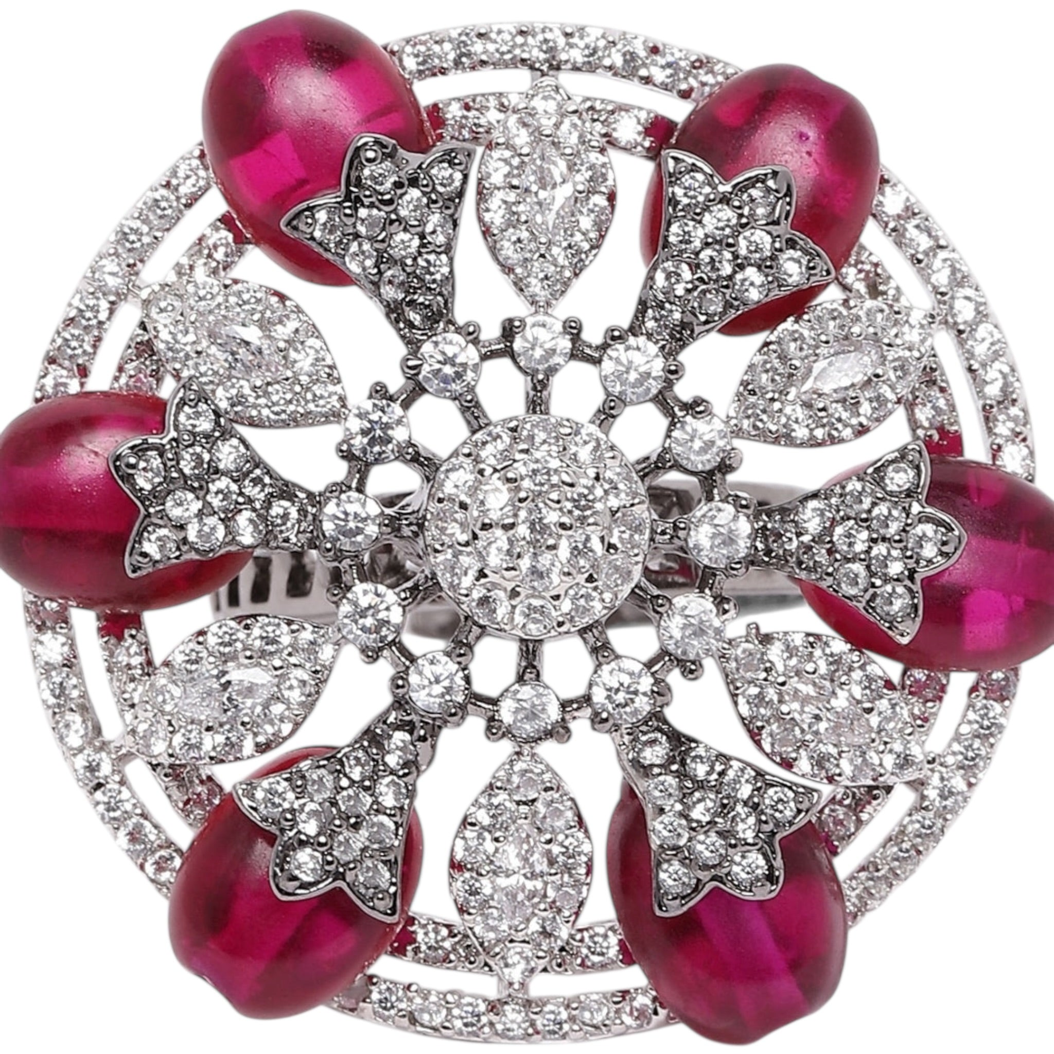 Lavish Giftz Adjustable Cubic Zirconia Rani Statement Ring With Black Plating